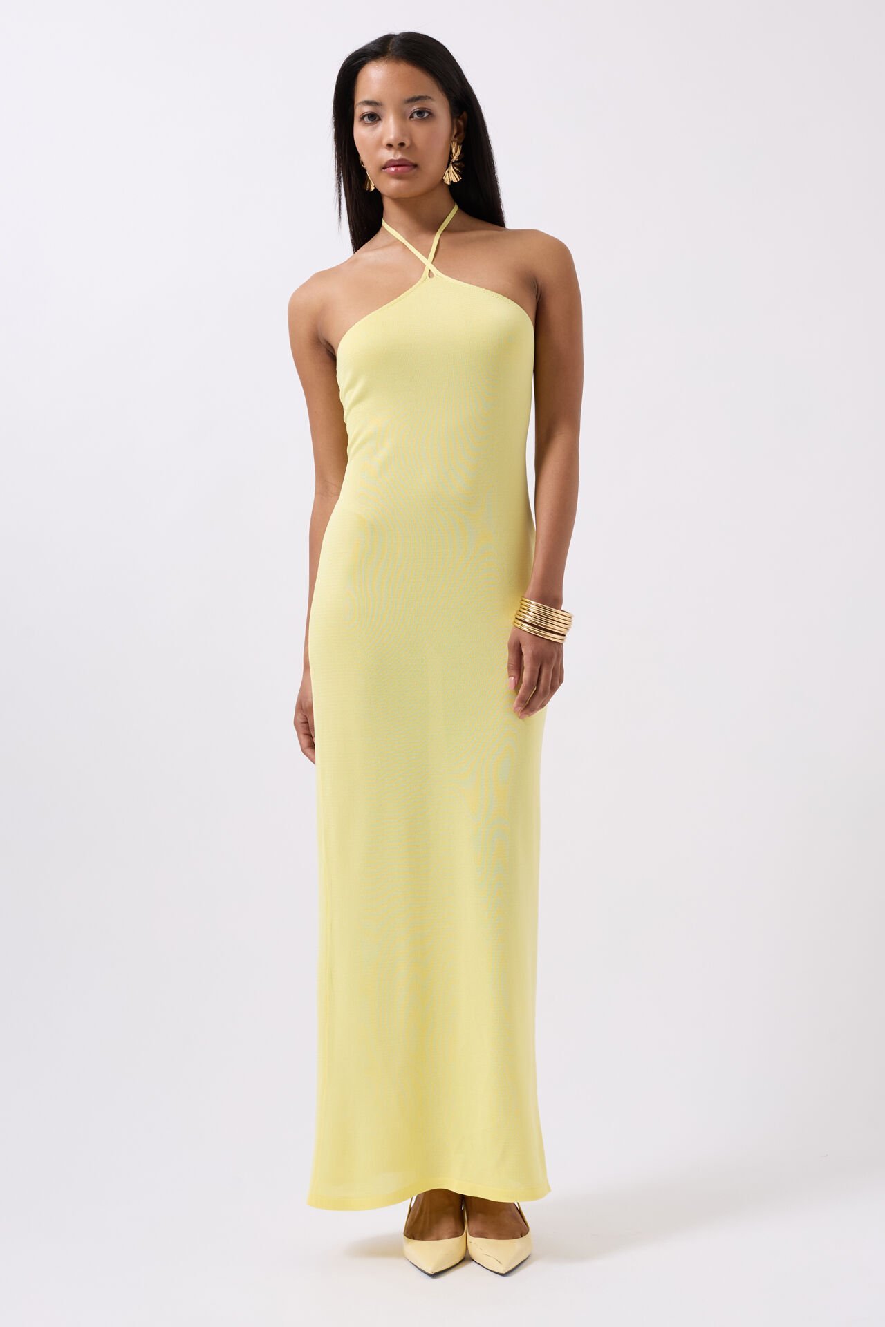 Wholesale Cross Straps Maxi Yellow Dress