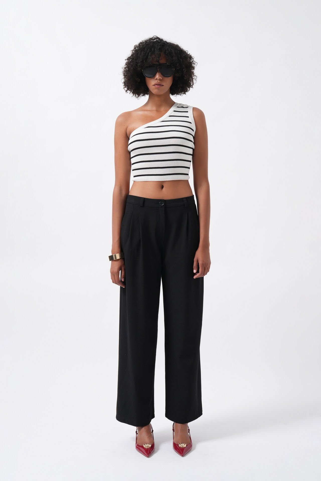 Toptan Çift Pileli Bol Paça Siyah Pantolon