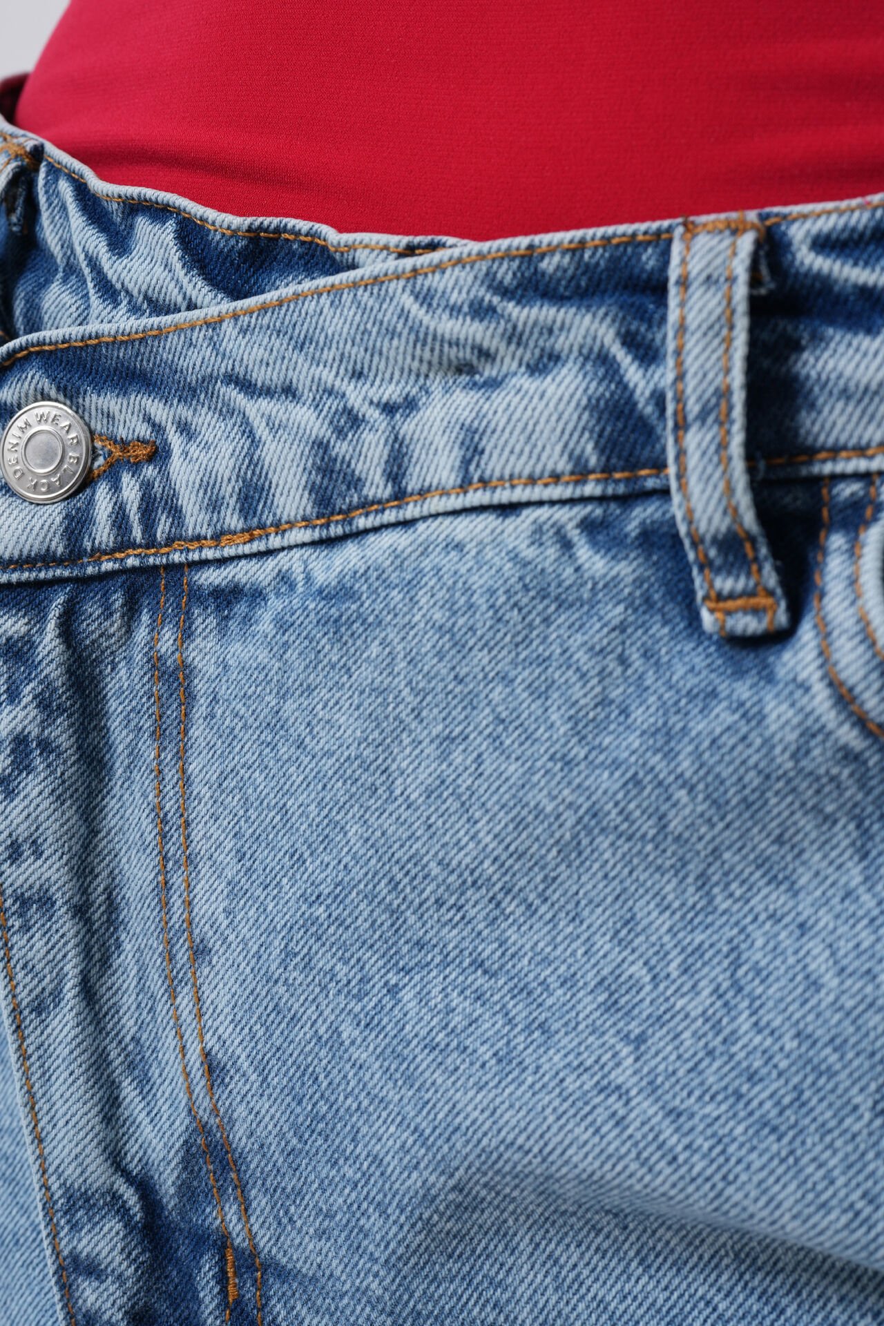 Toptan Yırtmaç Detay Denim Midi Açık Mavi Etek