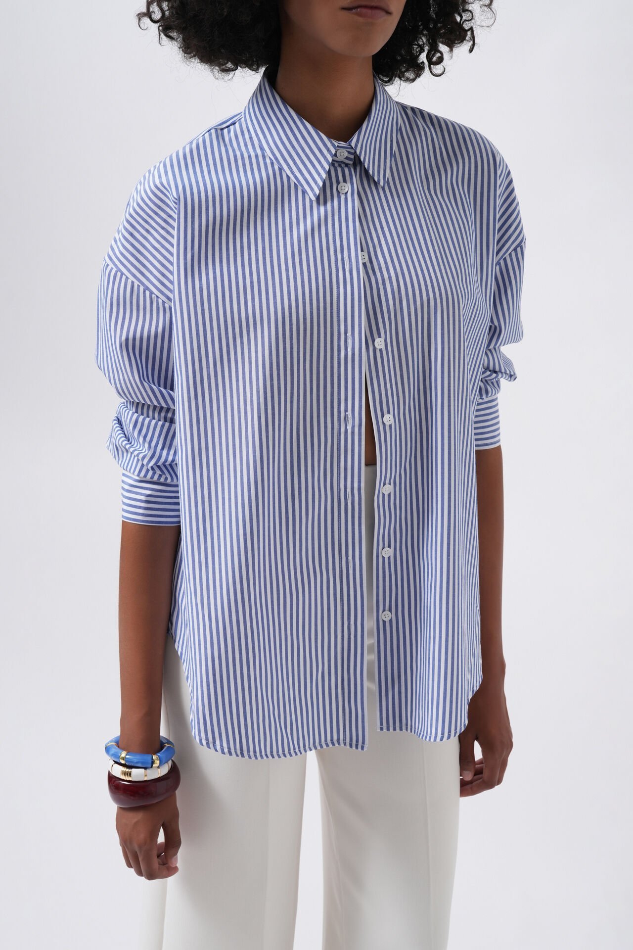 Wholesale Striped Basic Blue Shirt