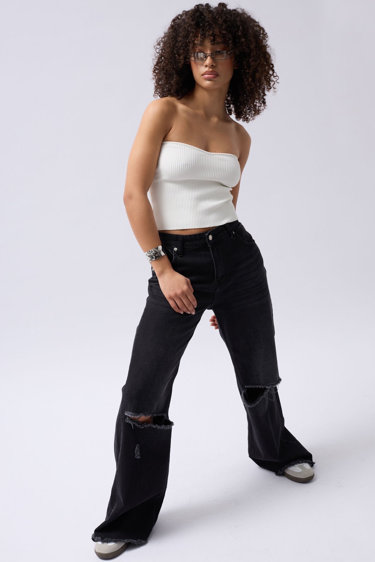 Toptan Straplez Dokulu Beyaz Crop