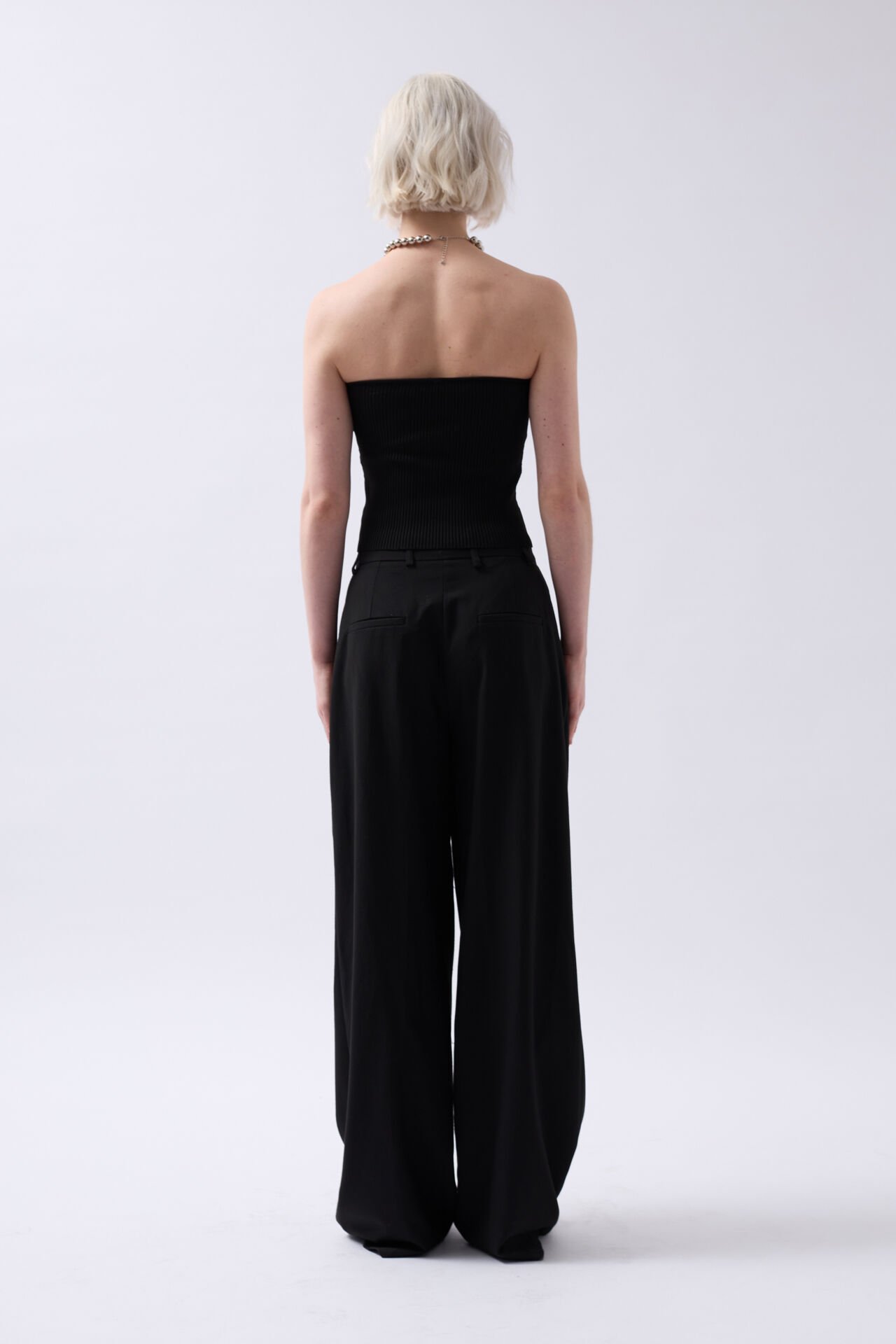 Toptan Straplez Dokulu Siyah Crop