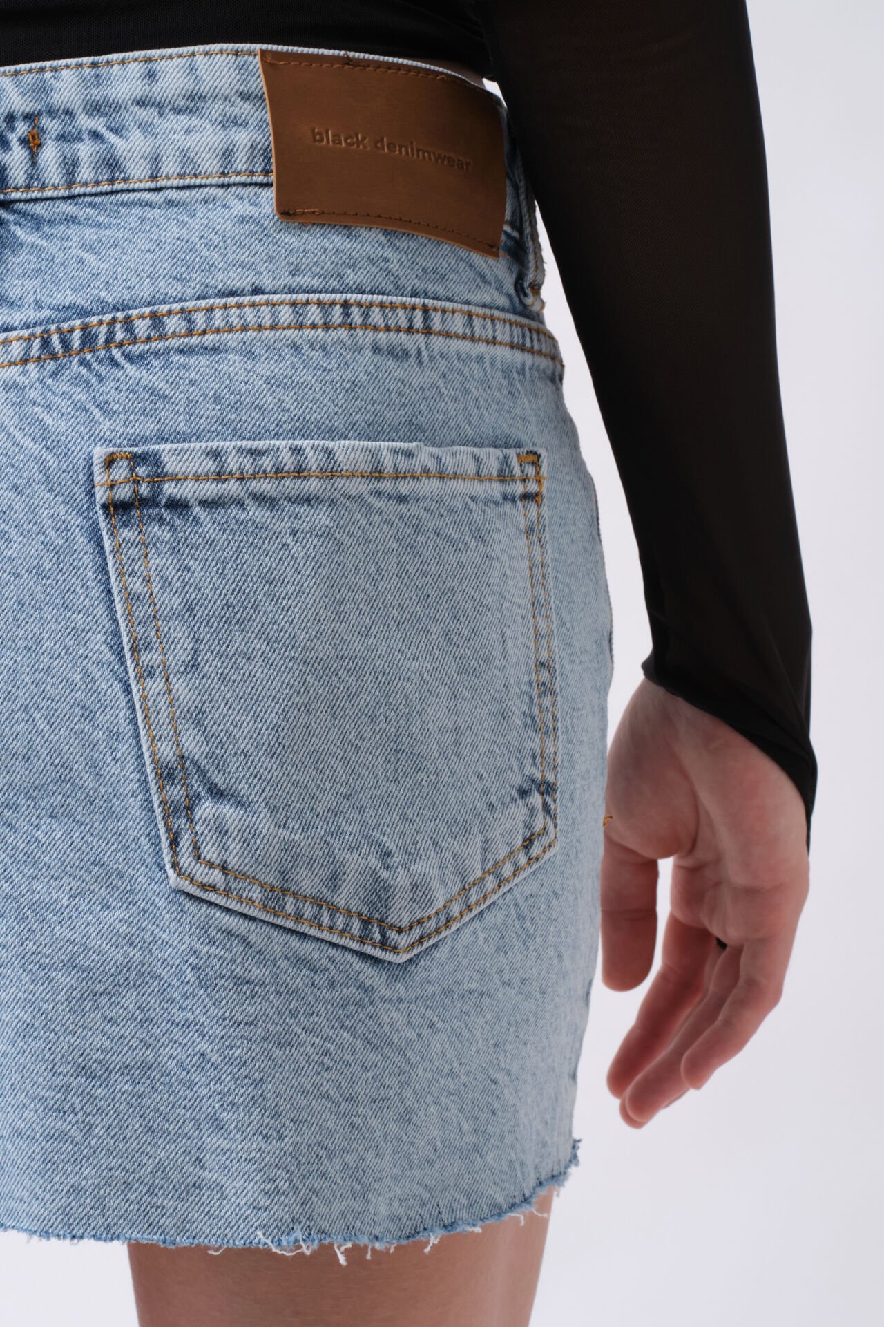 Toptan Lazer Kesim Denim Mini Mavi Etek