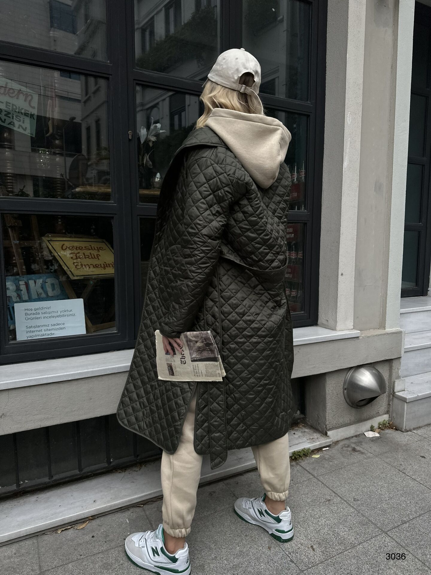 Toptan Kapitone Desen Maxi Boy Trençkot