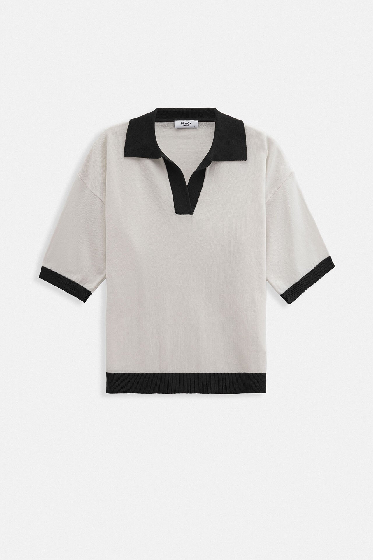 Toptan V Yaka Dokulu Beyaz Siyah T-Shirt