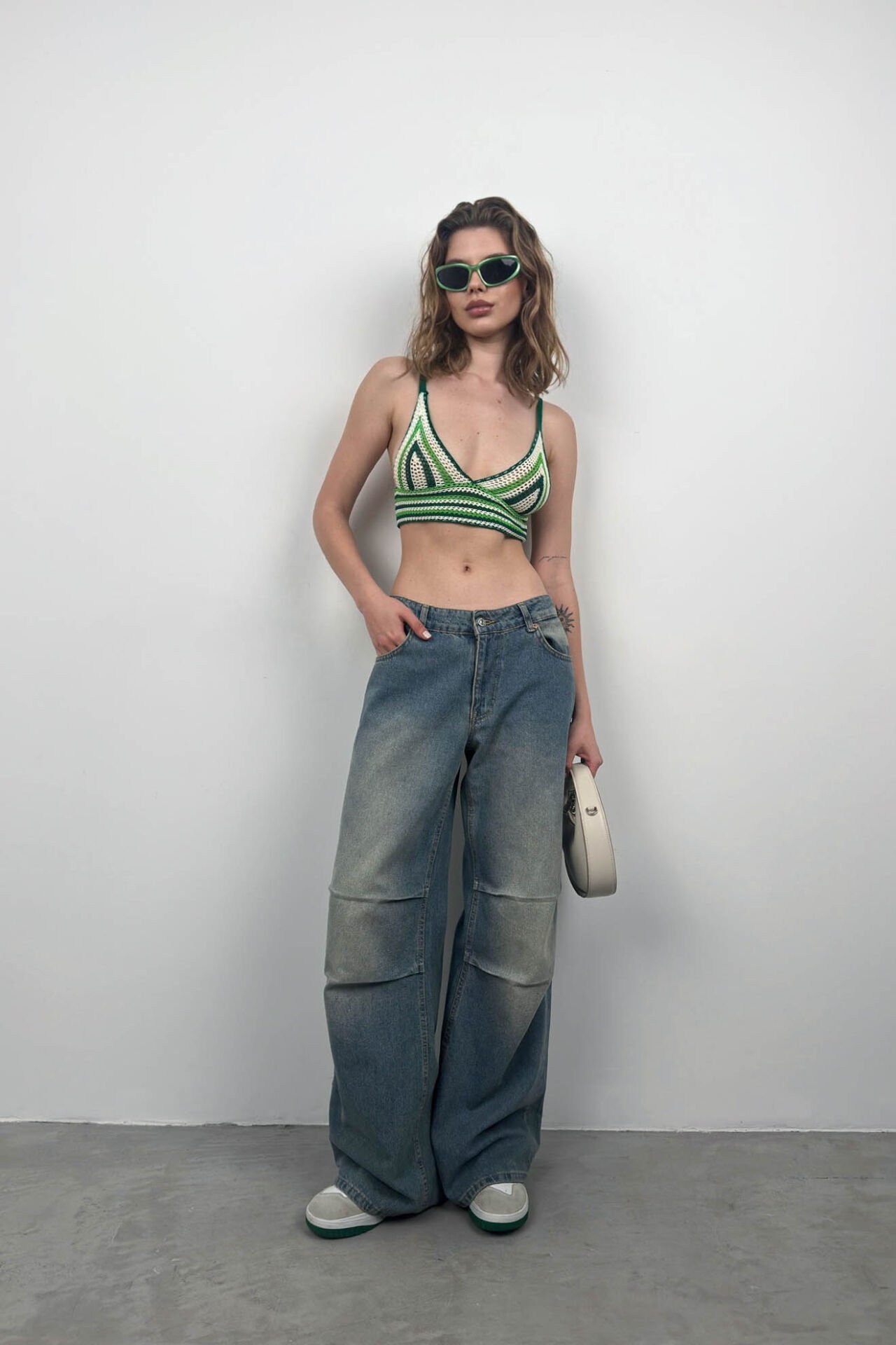 Toptan Desenli Örgü Crop