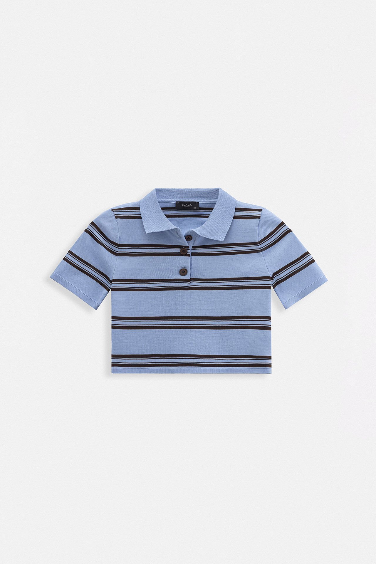 Toptan Polo Yaka Crop Bebe Mavi T-Shirt