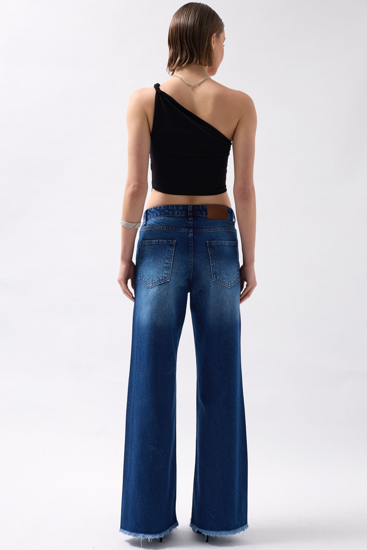 Wholesale Stone Stripe Detailed Blue Jeans