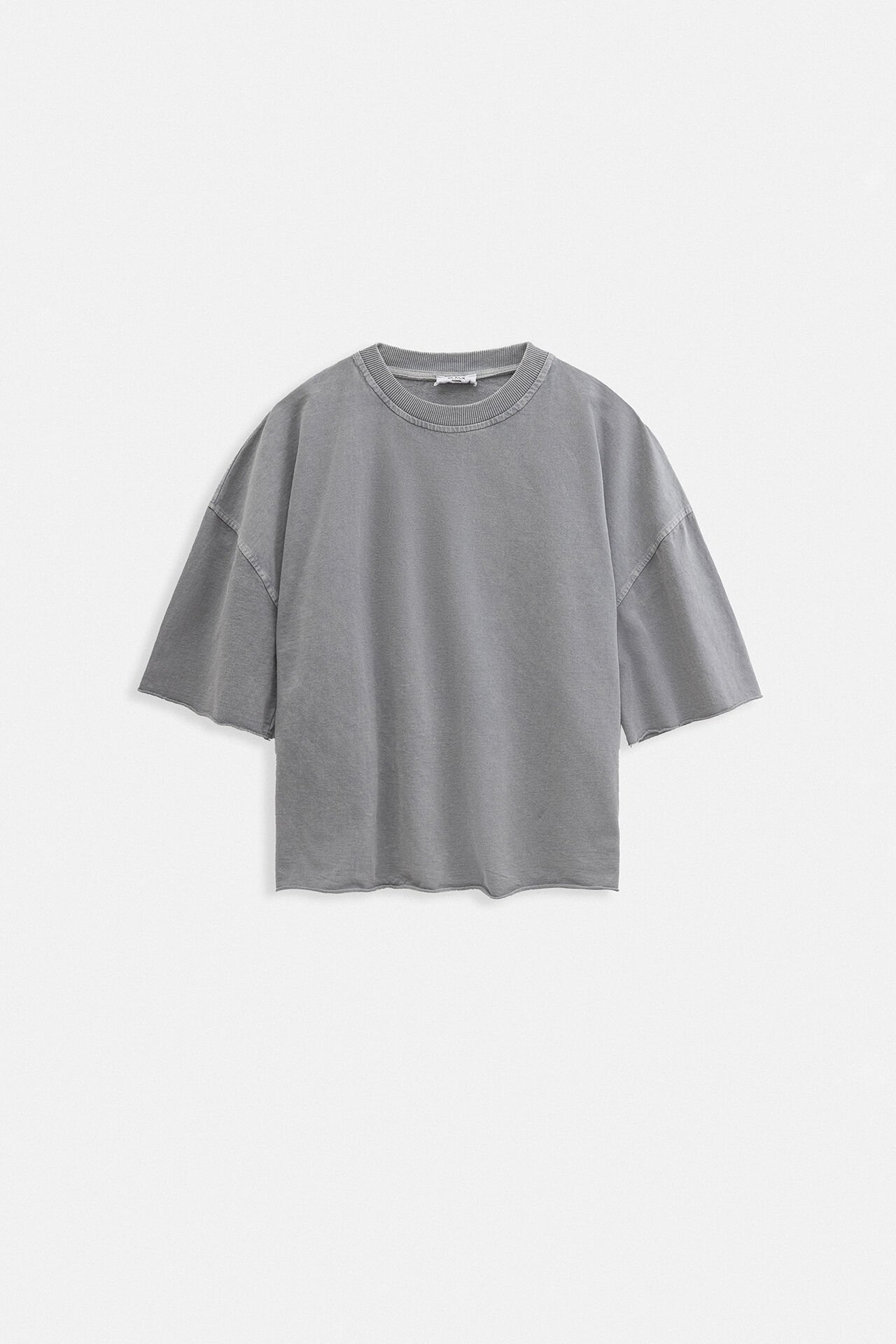 Toptan Oversize Lazer Kesim Bisiklet Yaka Gri T-Shirt