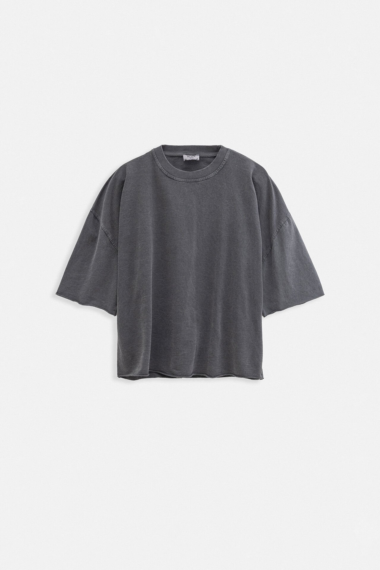 Toptan Oversize Lazer Kesim Bisiklet Yaka Antrasit T-Shirt