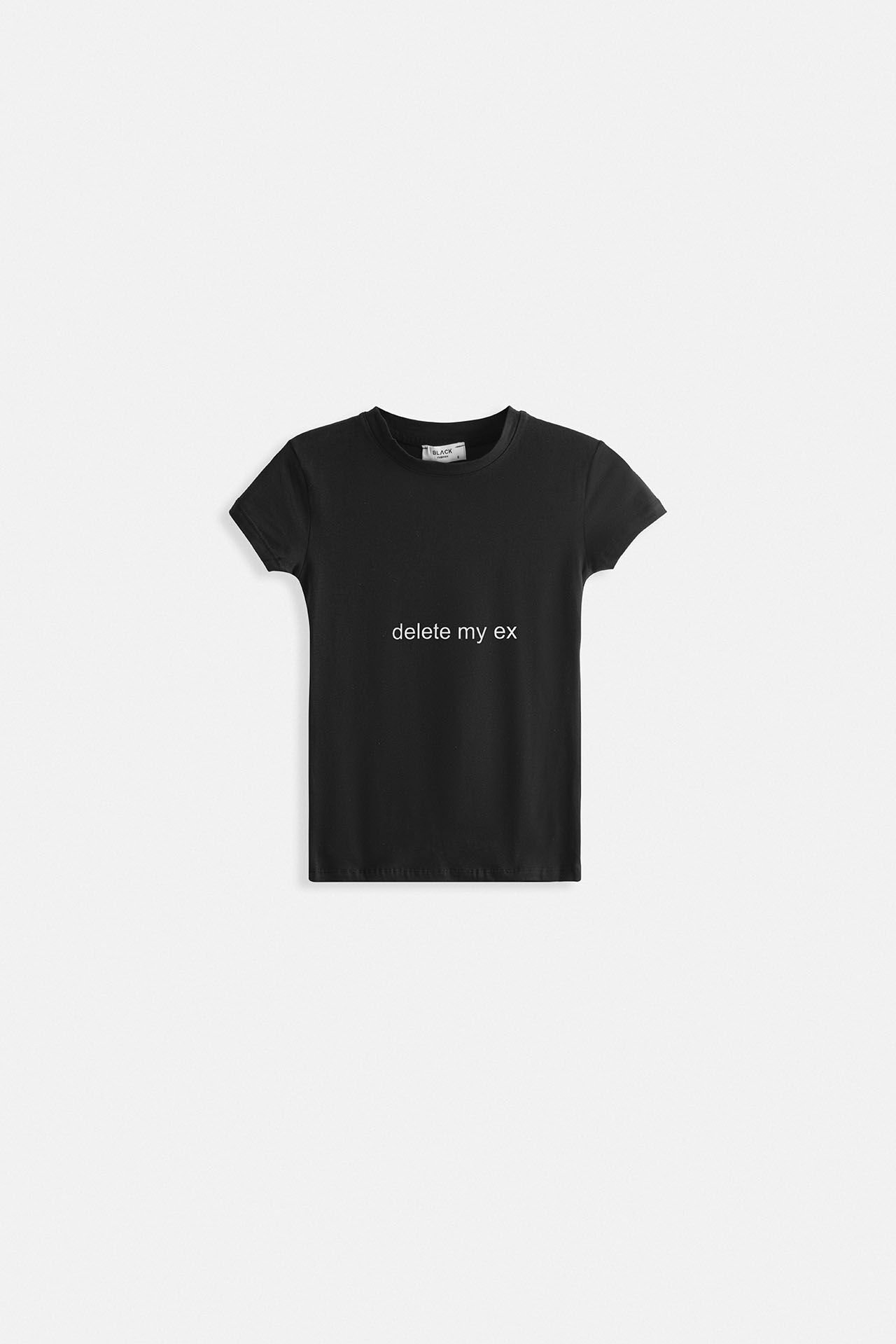 تي شيرت قصير أسود من الليكرا مطبوع بسعر الجملة