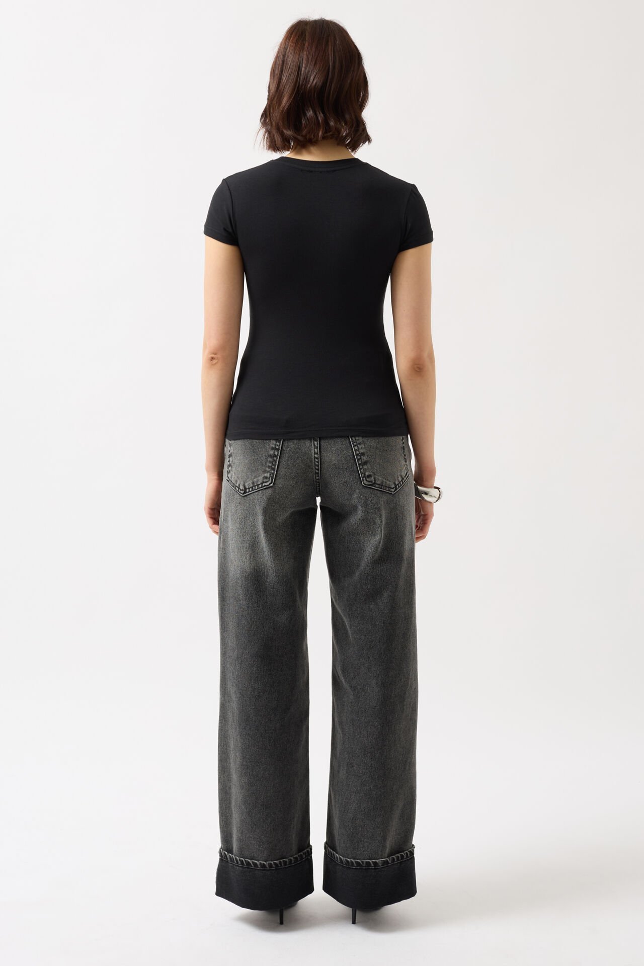 Toptan Baskılı Likralı Crop Siyah T-Shirt