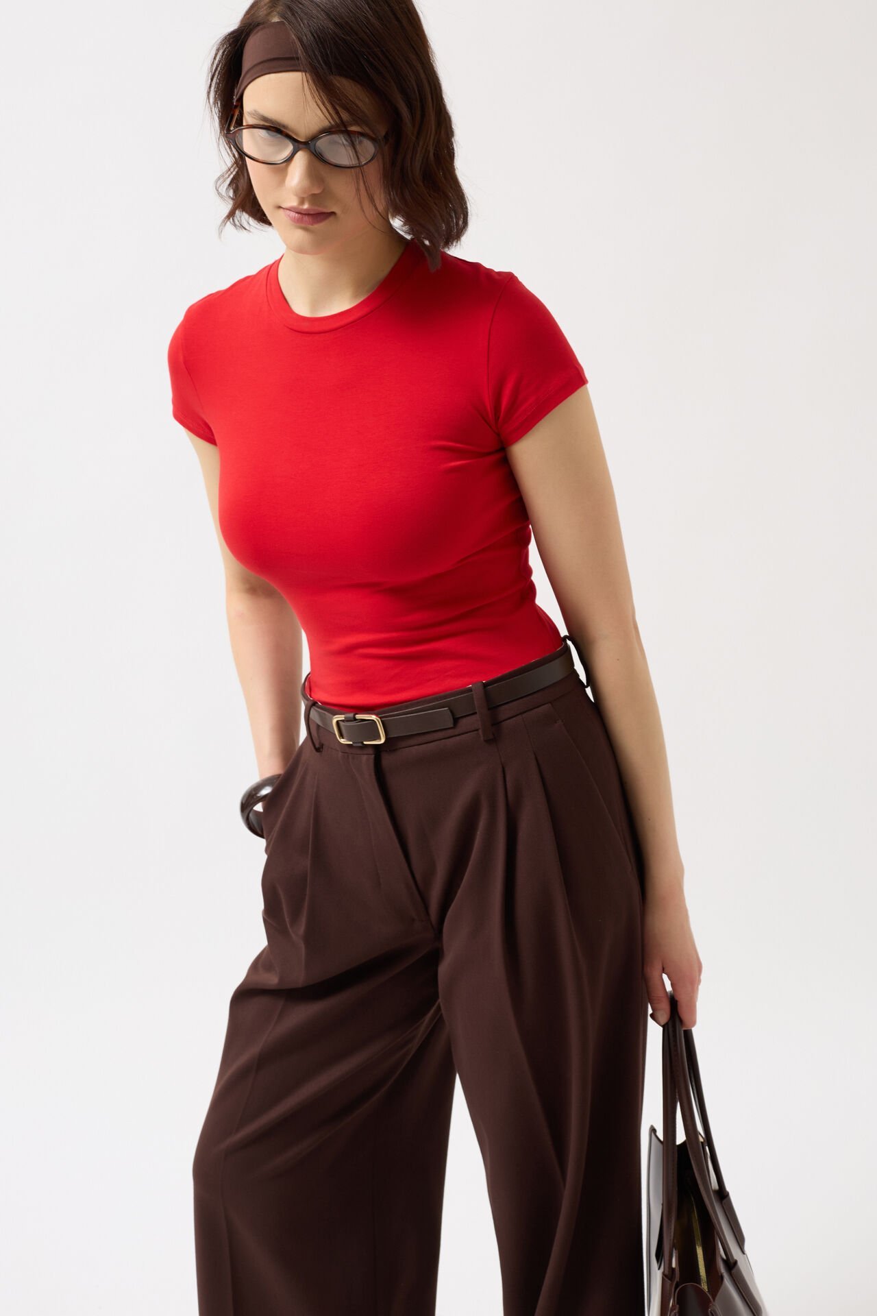 Toptan Likralı Basic Kırmızı T-Shirt