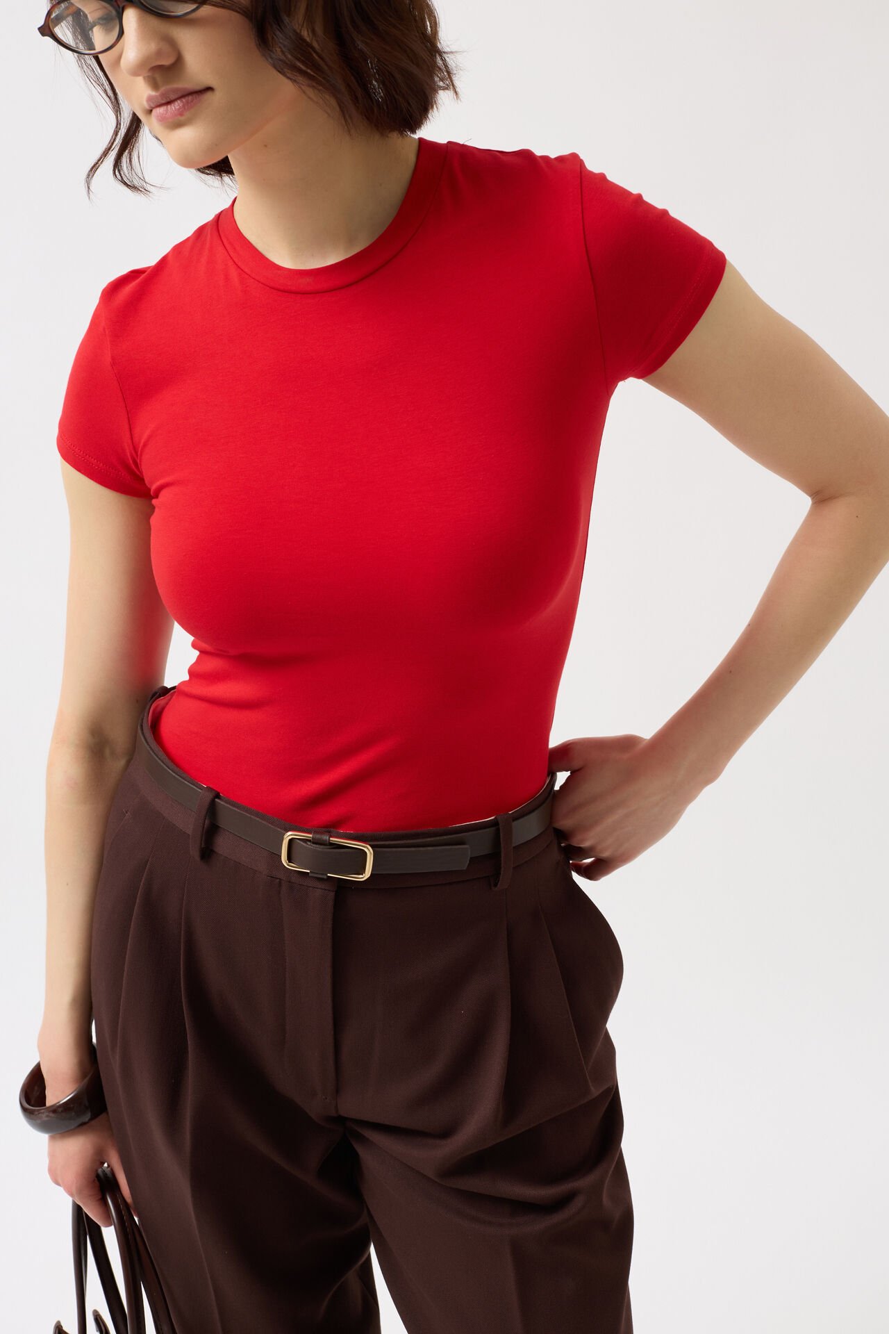 Toptan Likralı Basic Kırmızı T-Shirt