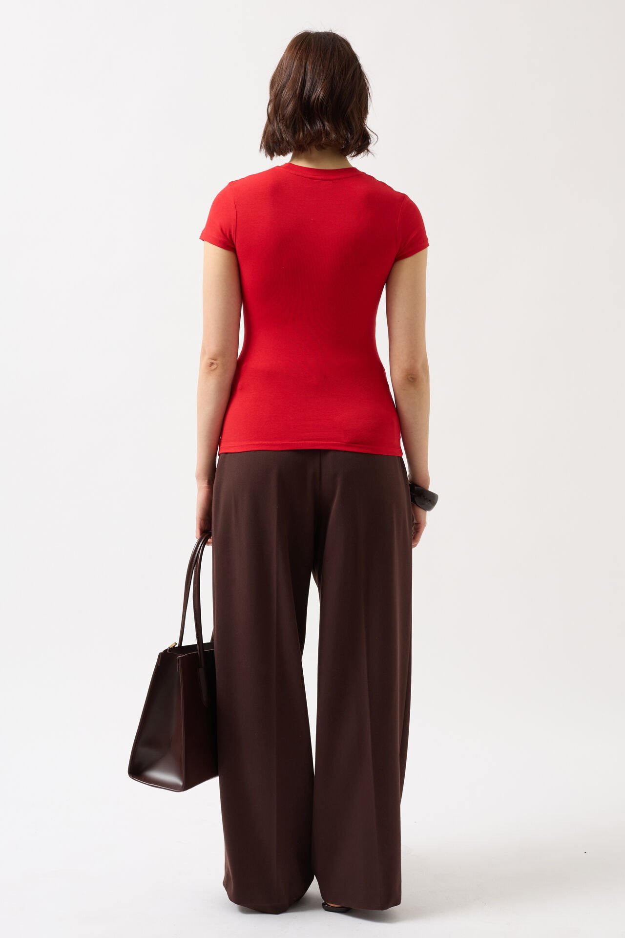 Toptan Likralı Basic Kırmızı T-Shirt