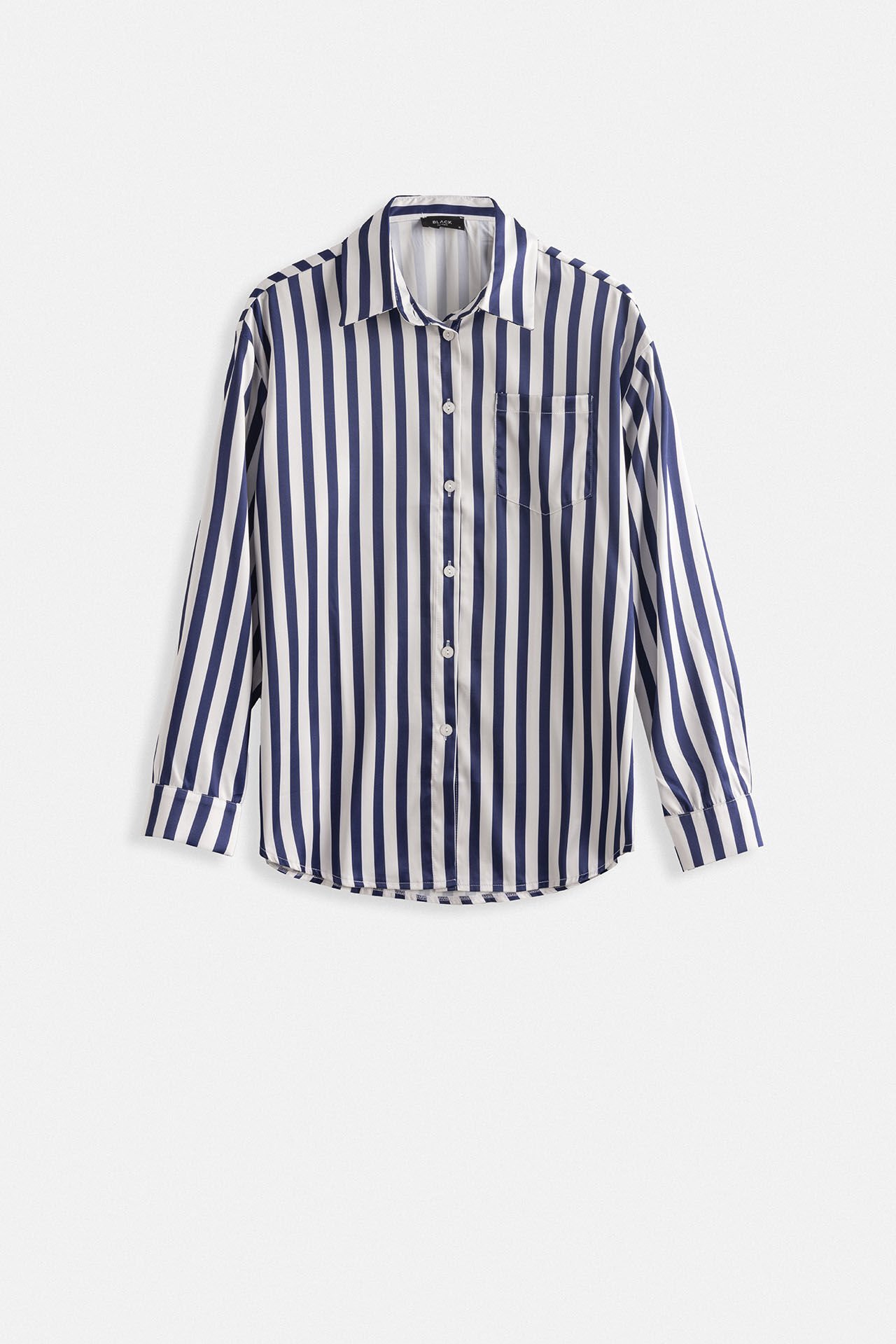 Wholesale Striped Satin Navy Blue Shirt