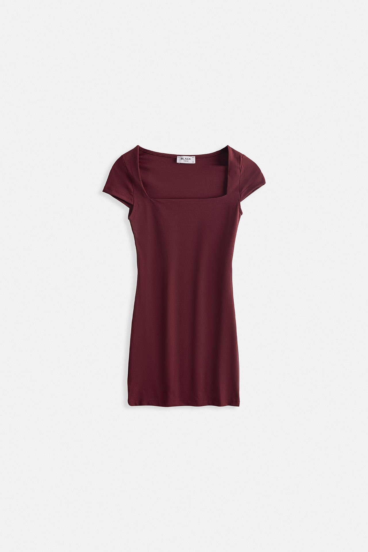 Toptan Pencere Detay Mini Dekolte Bordo Elbise