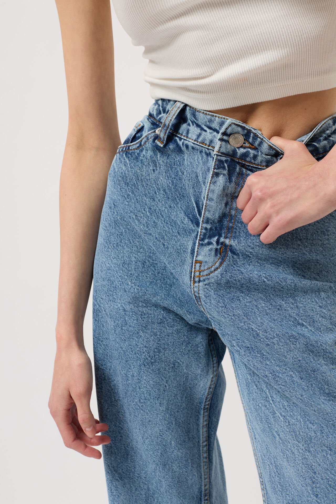 Toptan Lazer Kesim Wide Leg Mavi Jean