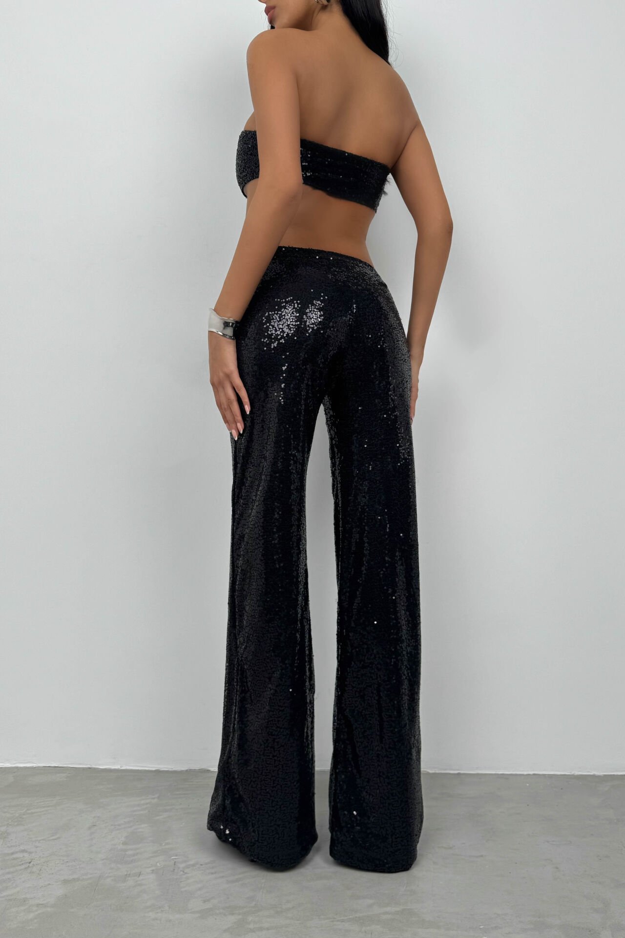 Toptan Payetli Wide Leg Pantolon