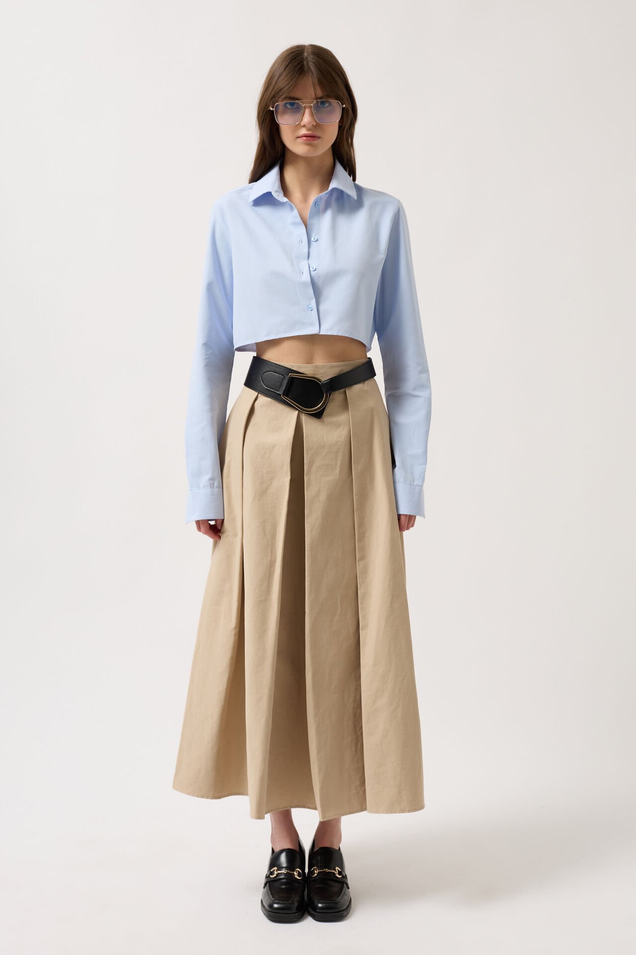 Wholesale Basic Crop Blue Shirt