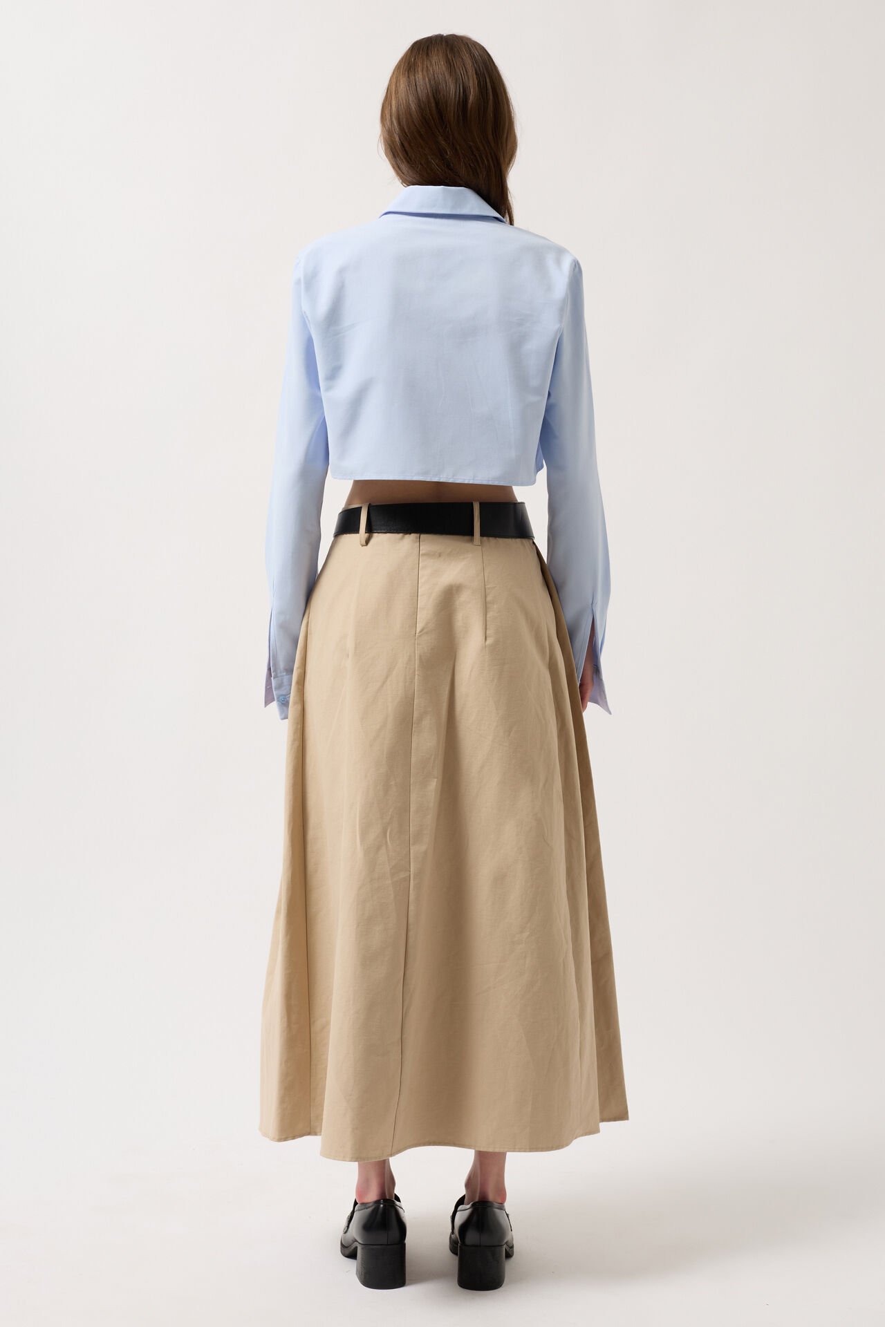 Wholesale Basic Crop Blue Shirt
