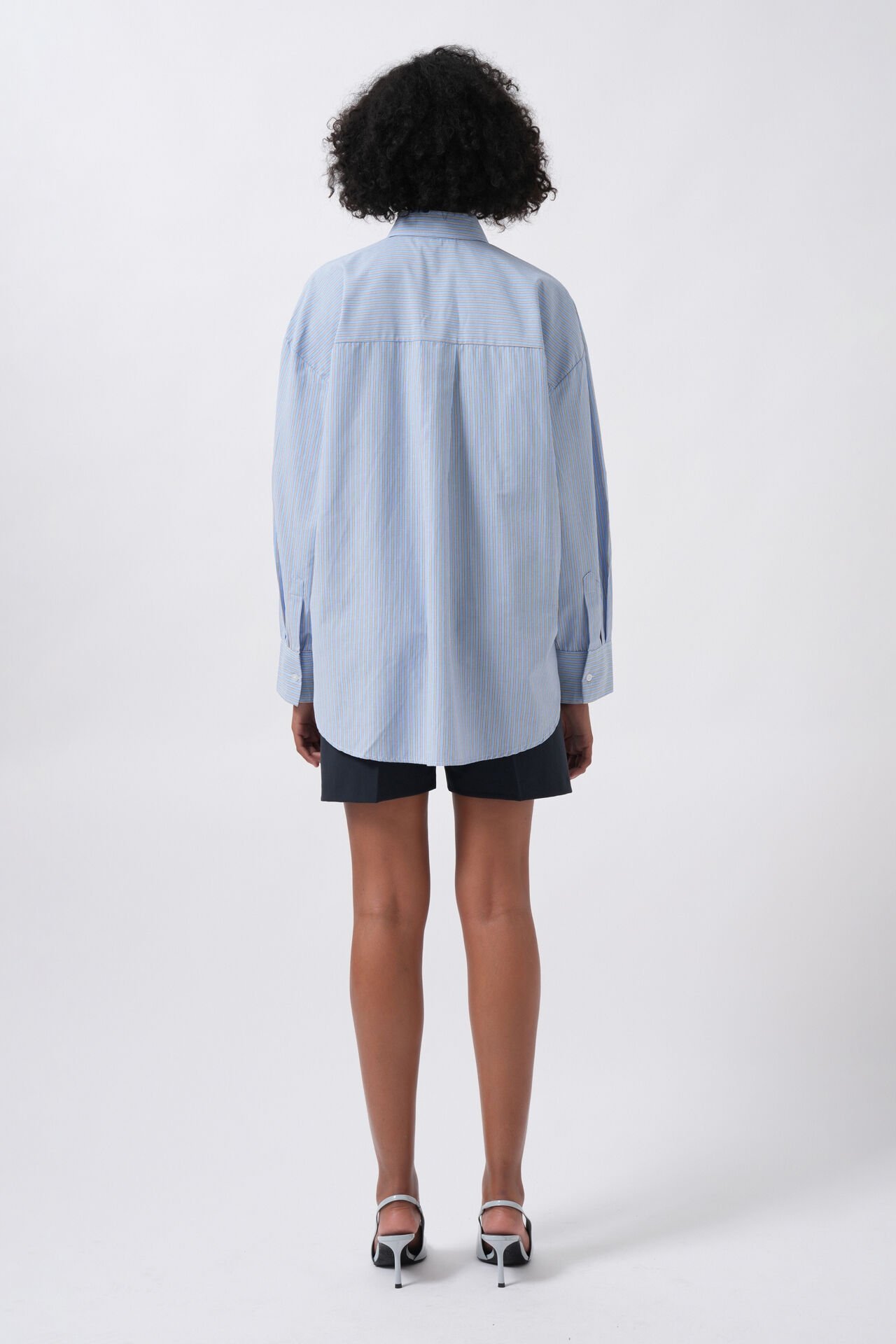 Wholesale Striped Pocket Detail Blue Shirt