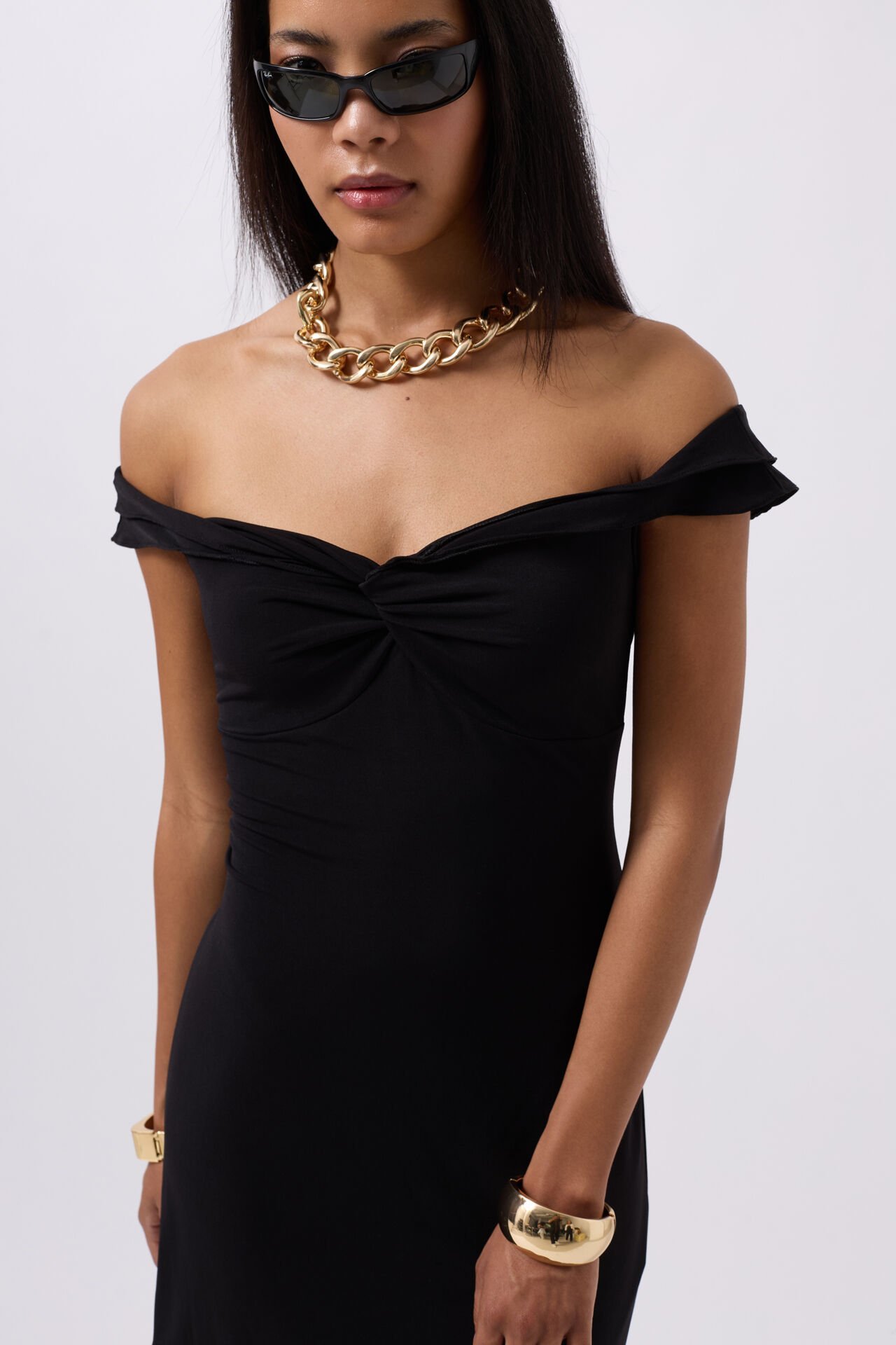 Wholesale Ruffle Detail Shoulder Strap Mini Black Dress
