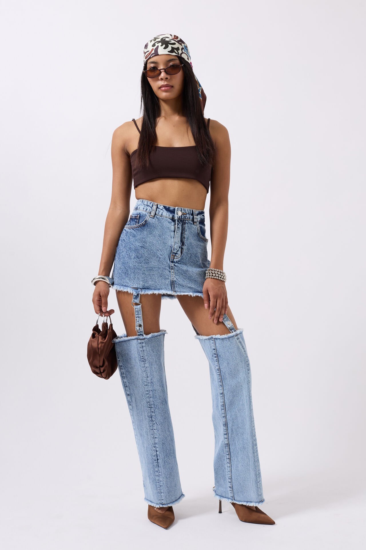 Wholesale Leggings Detail High Waist Blue Jeans