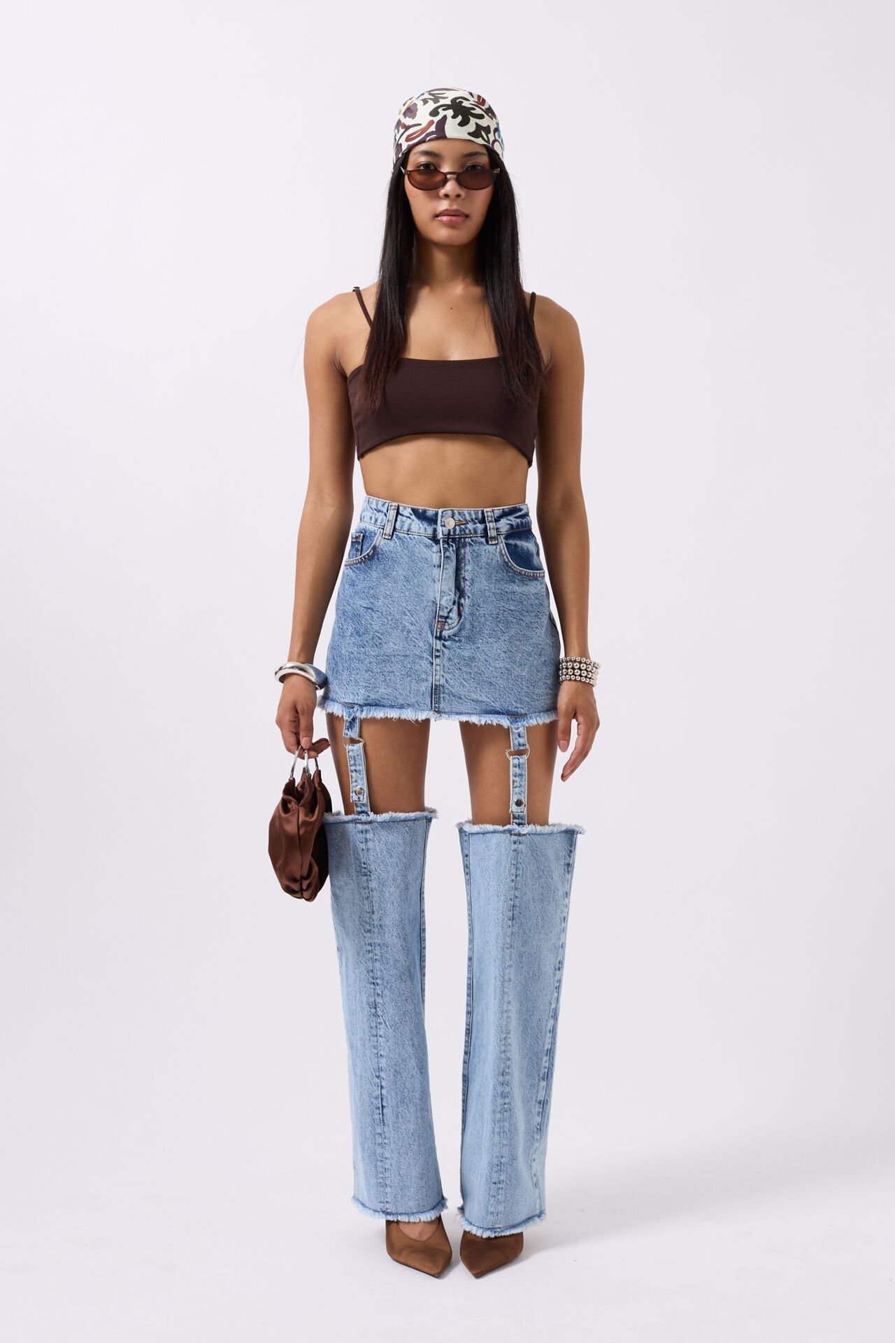 Wholesale Leggings Detail High Waist Blue Jeans