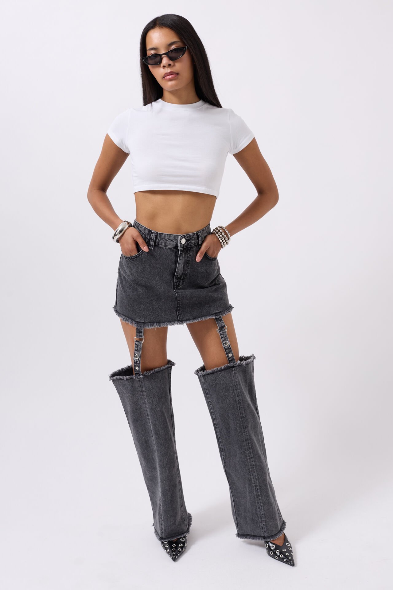 Wholesale Leggings Detail High Waist Black Jeans