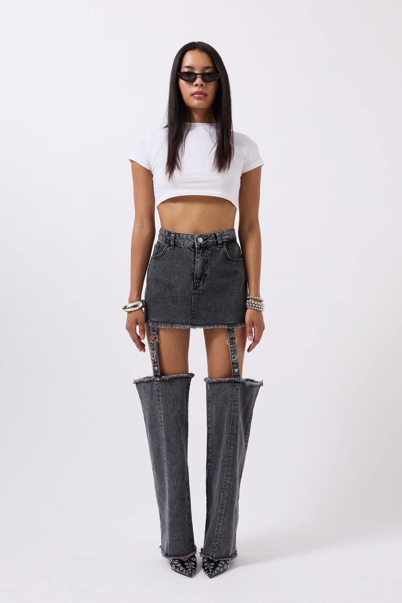 Wholesale Leggings Detail High Waist Black Jeans