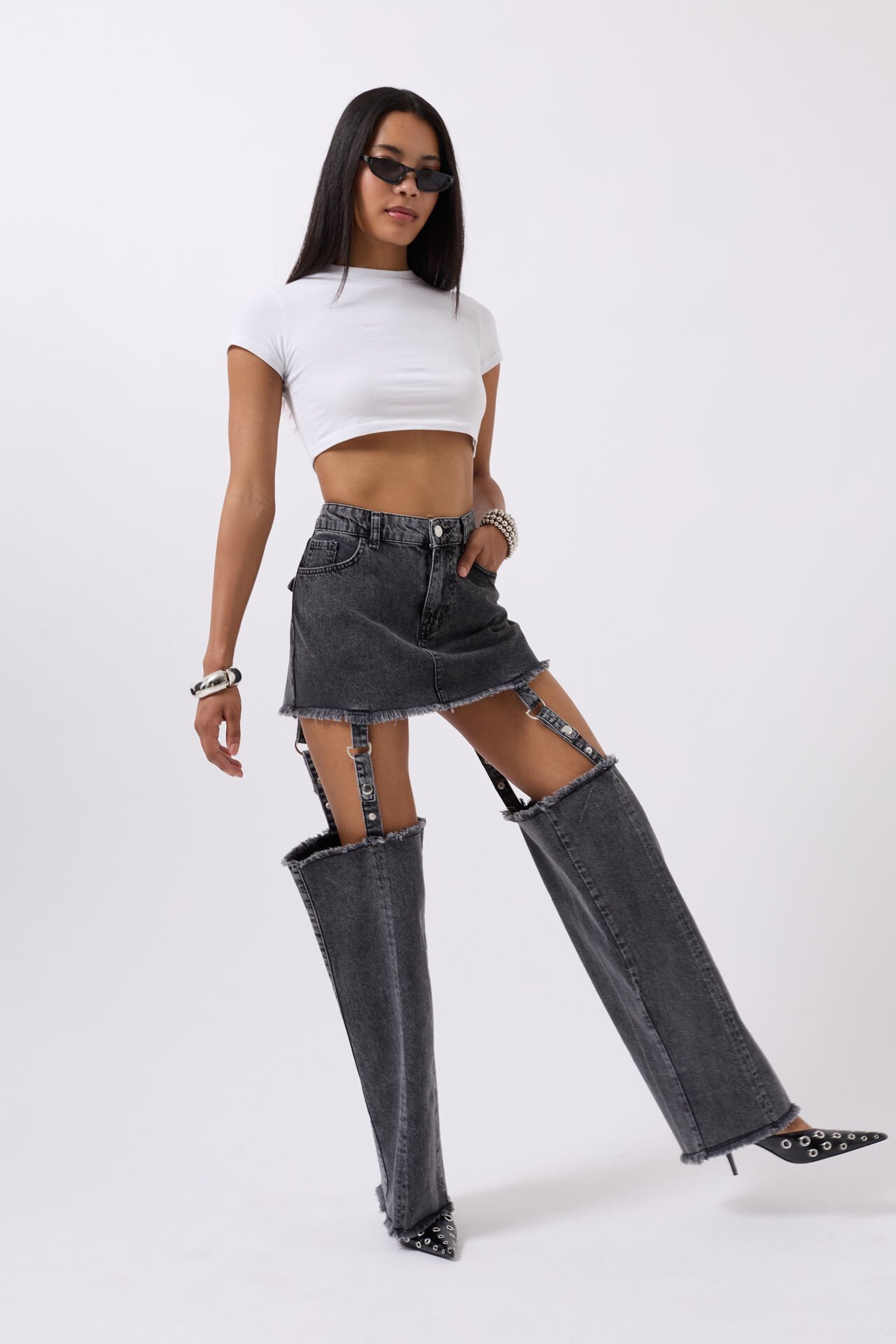 Wholesale Leggings Detail High Waist Black Jeans