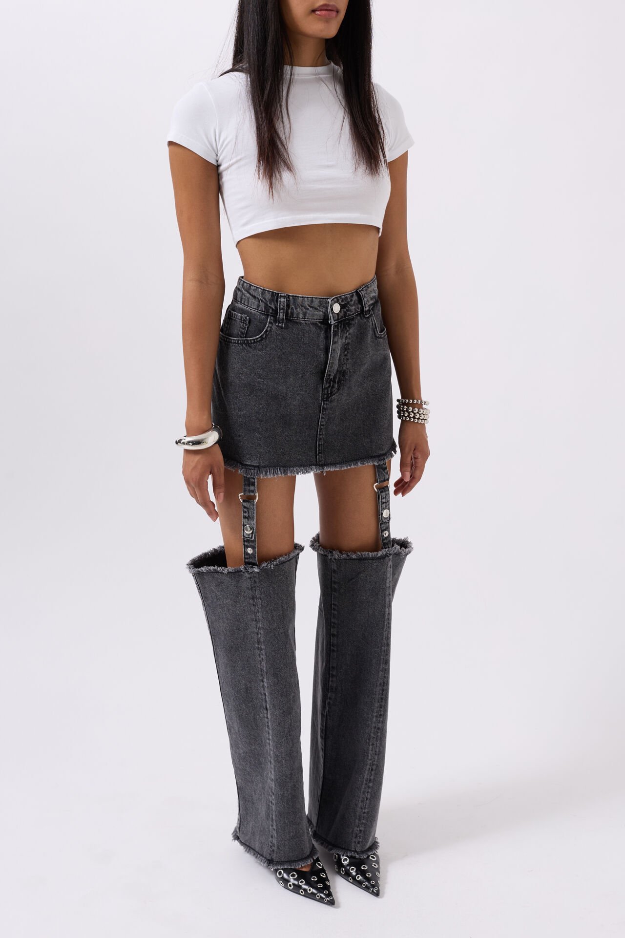 Wholesale Leggings Detail High Waist Black Jeans