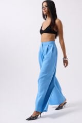 Wholesale Casual High Waist Blue Trousers