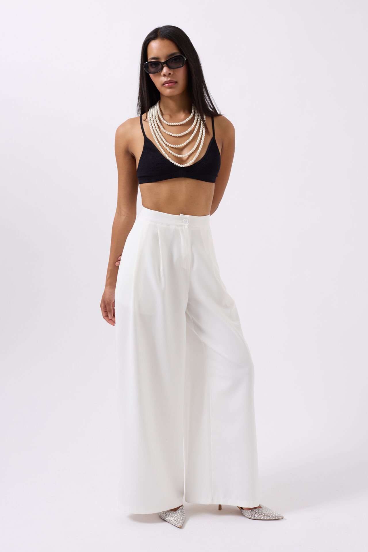 Wholesale Casual High Waist White Pants
