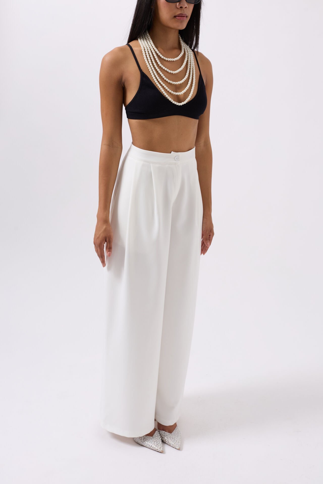 Wholesale Casual High Waist White Pants