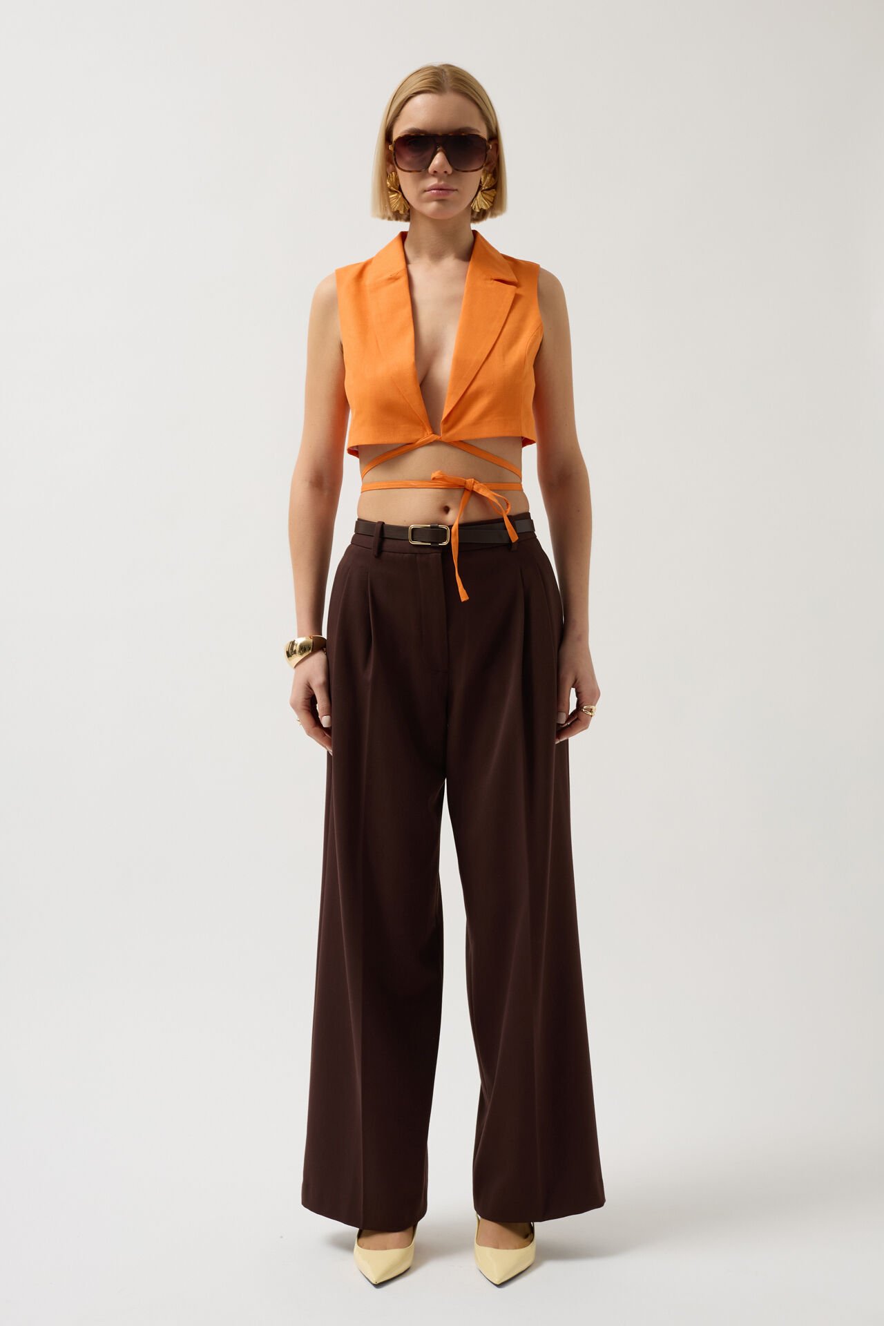 Tie Detail Linen Vest