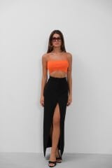 Toptan İnce Askılı Turuncu Crop Top