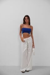 Toptan İnce Askılı Saks Crop Top