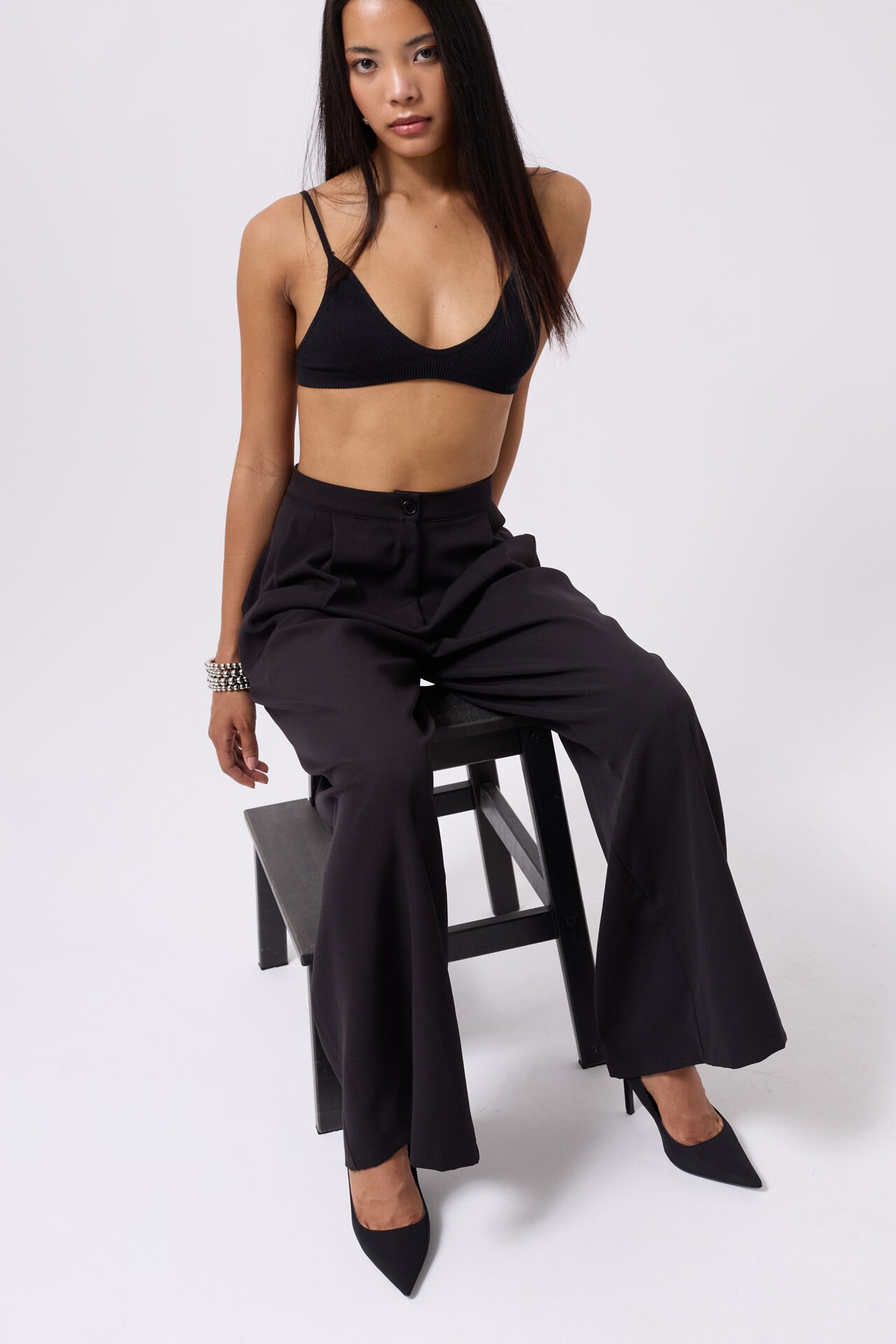 Toptan Casual Yüksek Bel Siyah Pantolon