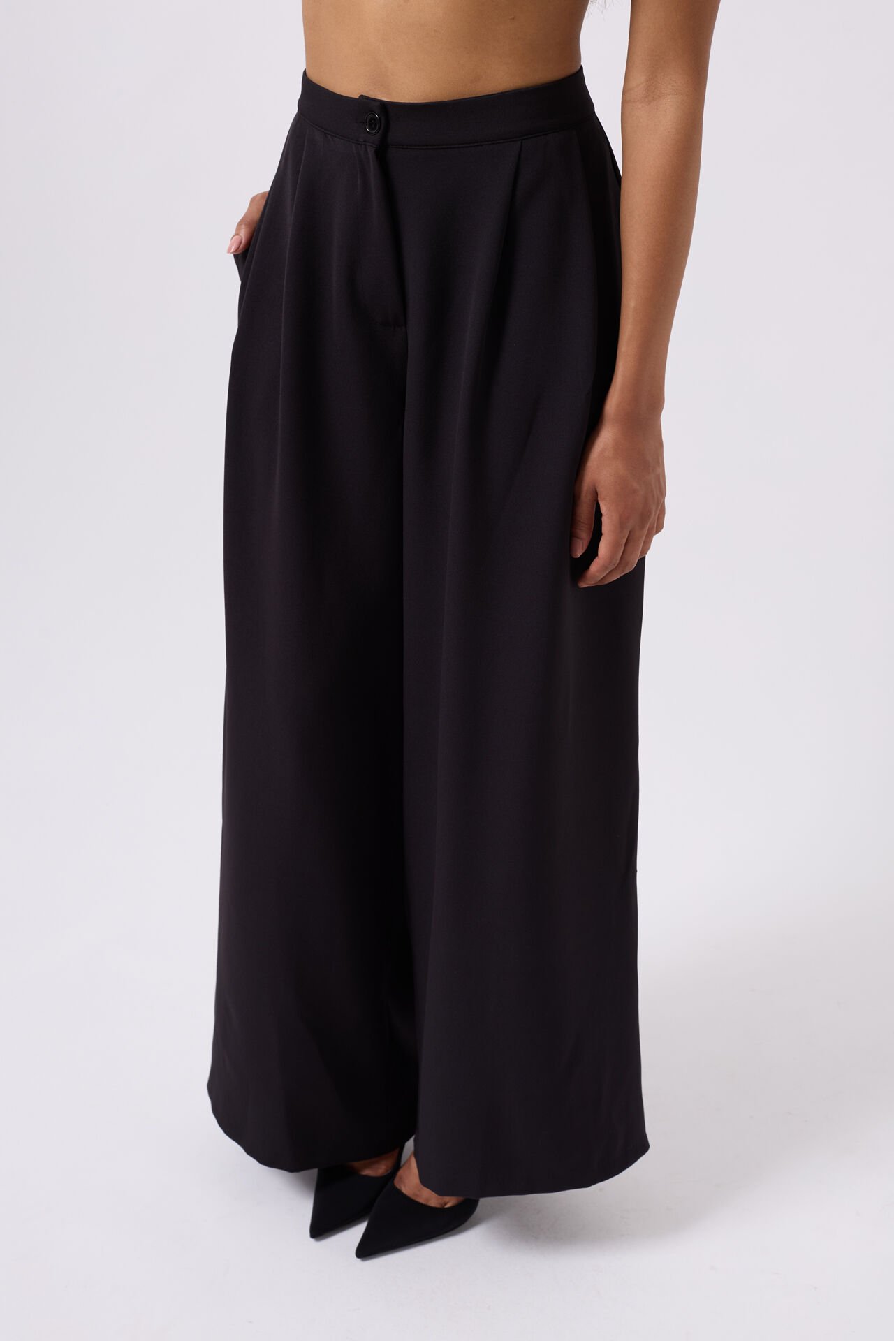 Toptan Casual Yüksek Bel Siyah Pantolon