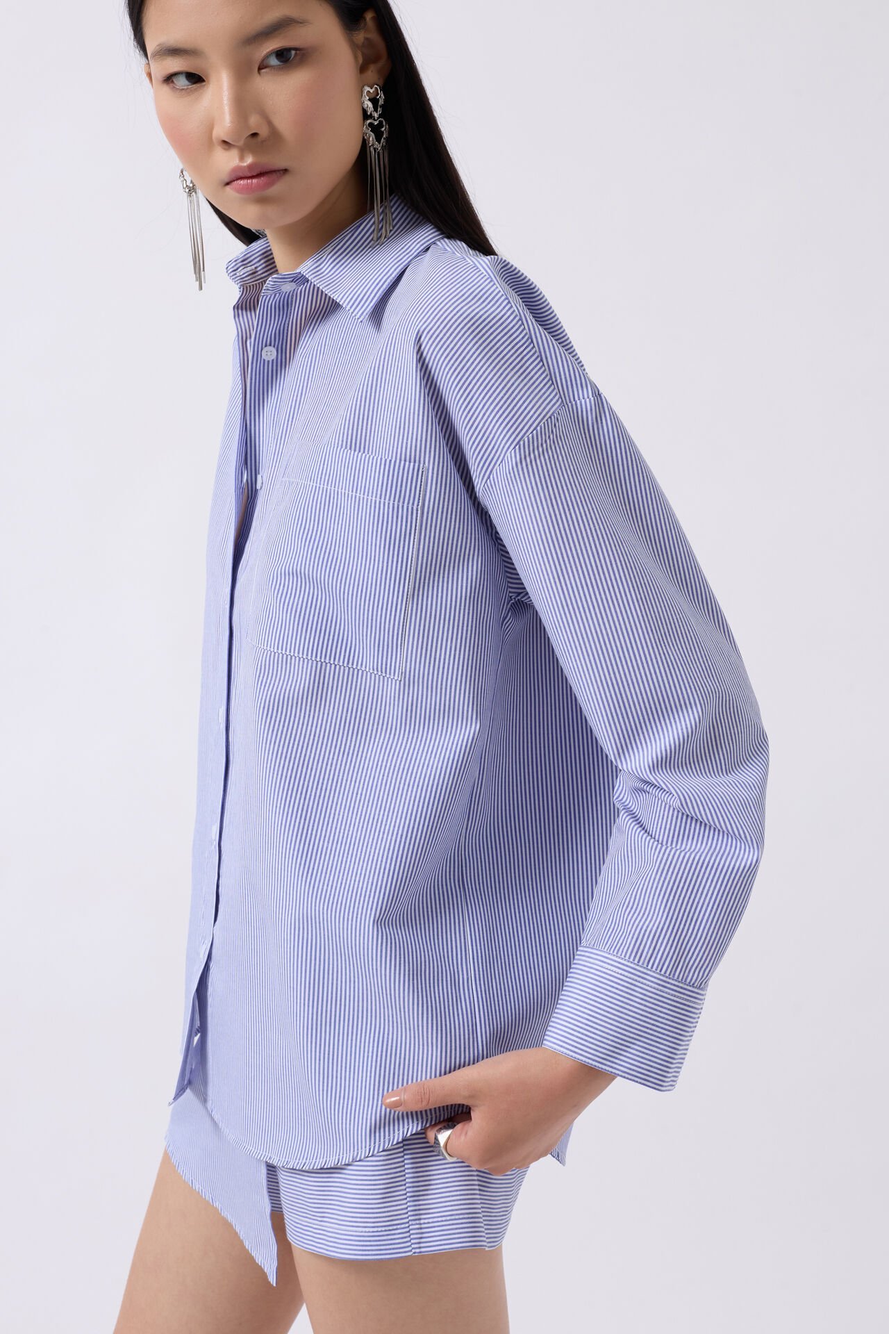 Wholesale Wrap Detail Navy Blue Shirt