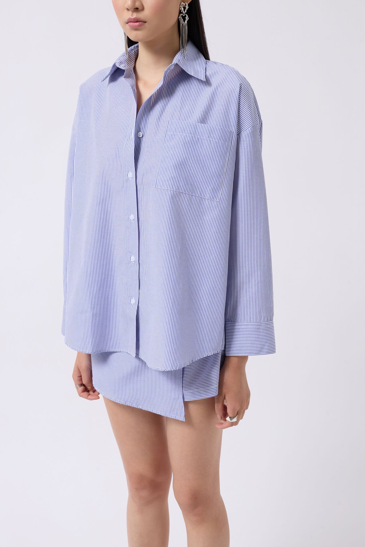 Wholesale Wrap Detail Navy Blue Shirt