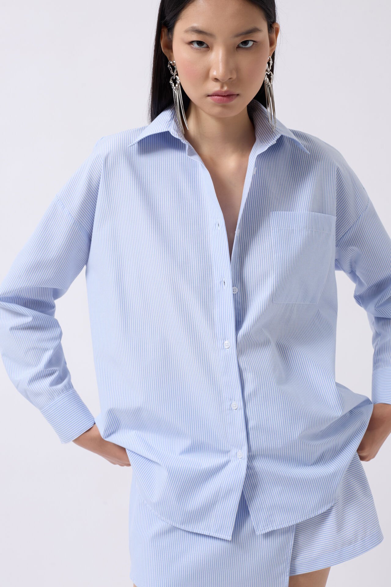 Wholesale Wrap Detail Blue Shirt