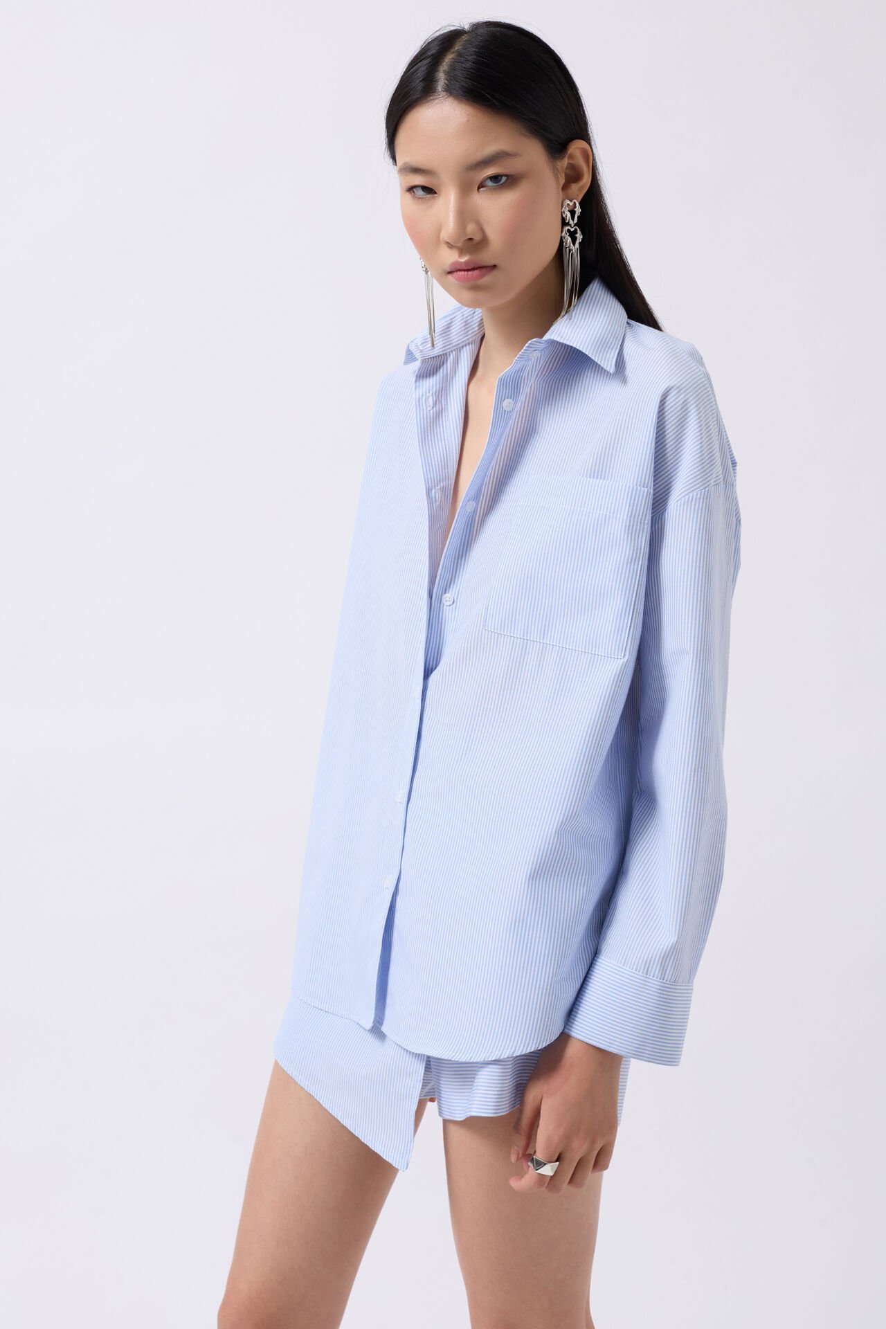 Wholesale Wrap Detail Blue Shirt