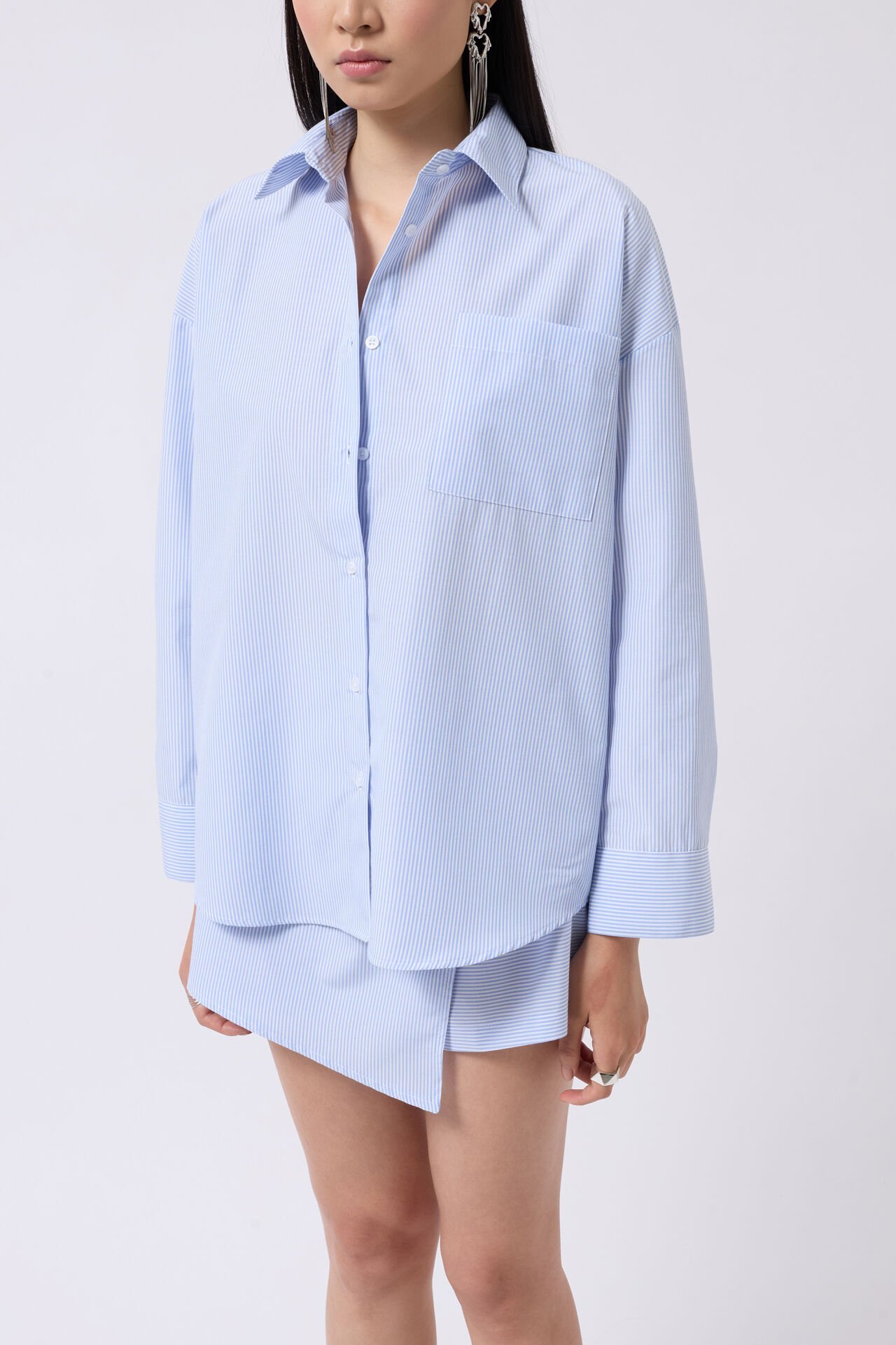 Wholesale Wrap Detail Blue Shirt