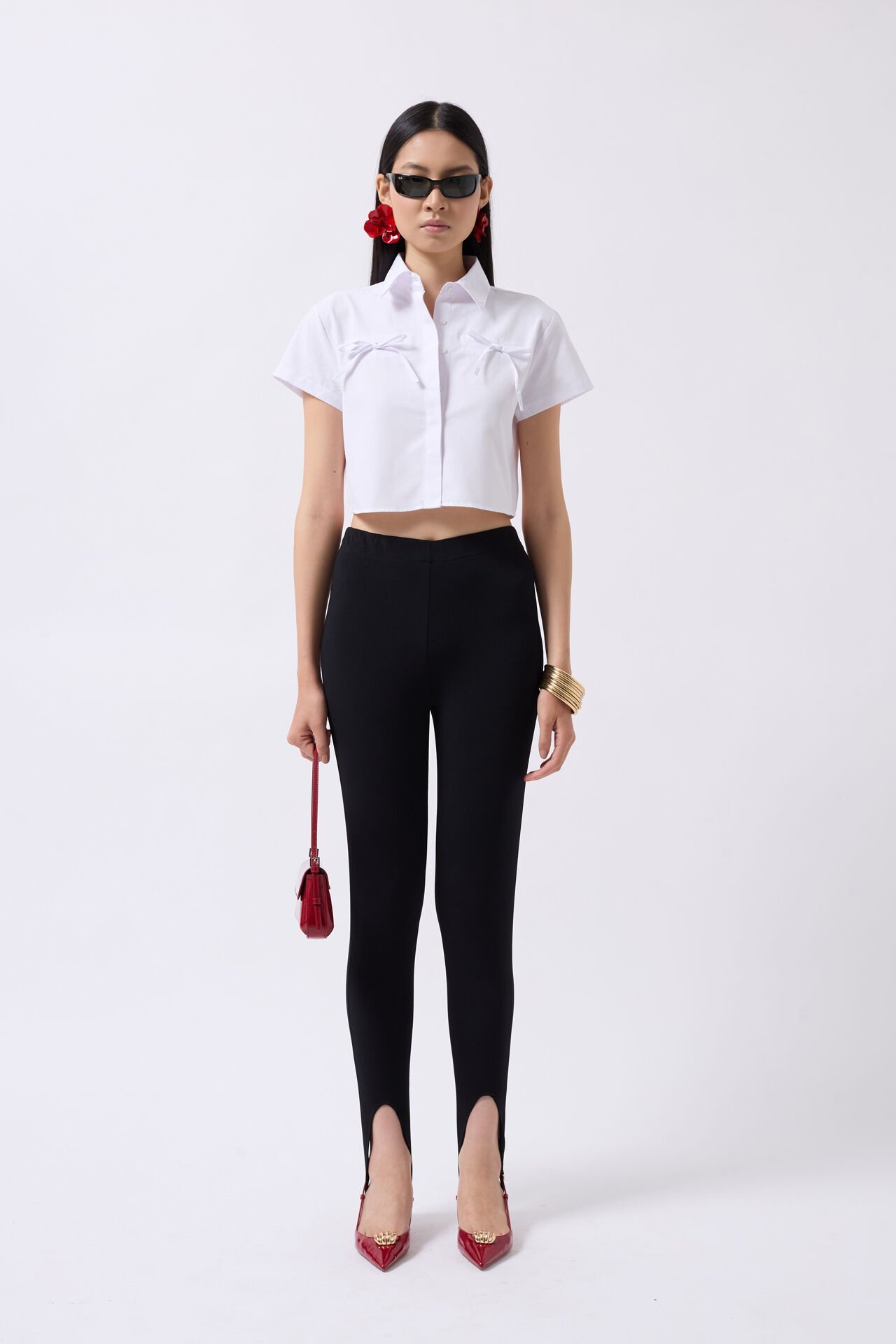 Wholesale Ribbon Detail Crop White Shirt