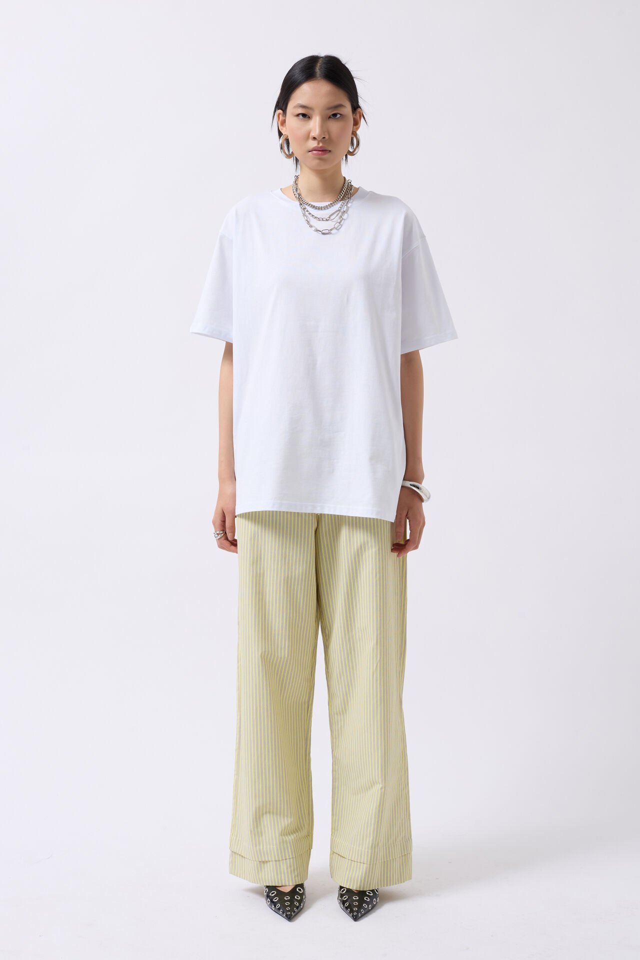 Toptan Turkish Sırt Baskılı Oversize Beyaz T-Shirt
