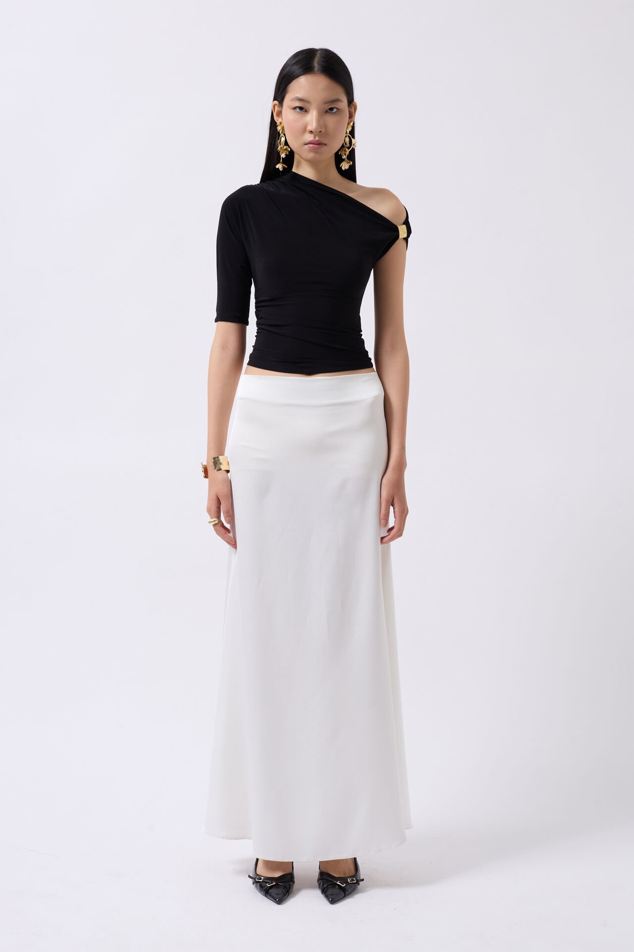 Wholesale Accessories Detail Cutout Black Blouse