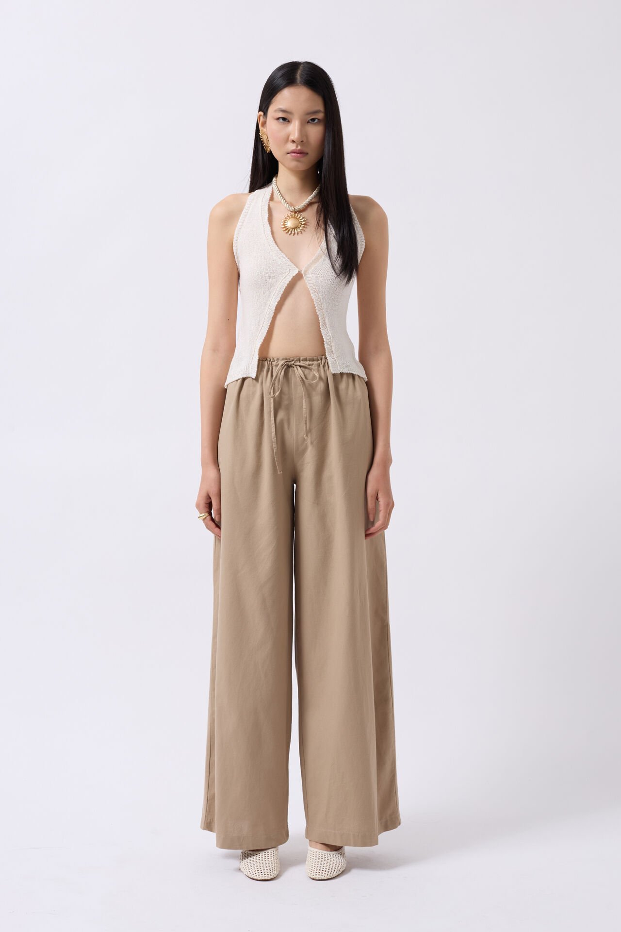 Wholesale Lace Detail Cotton Stone Trousers